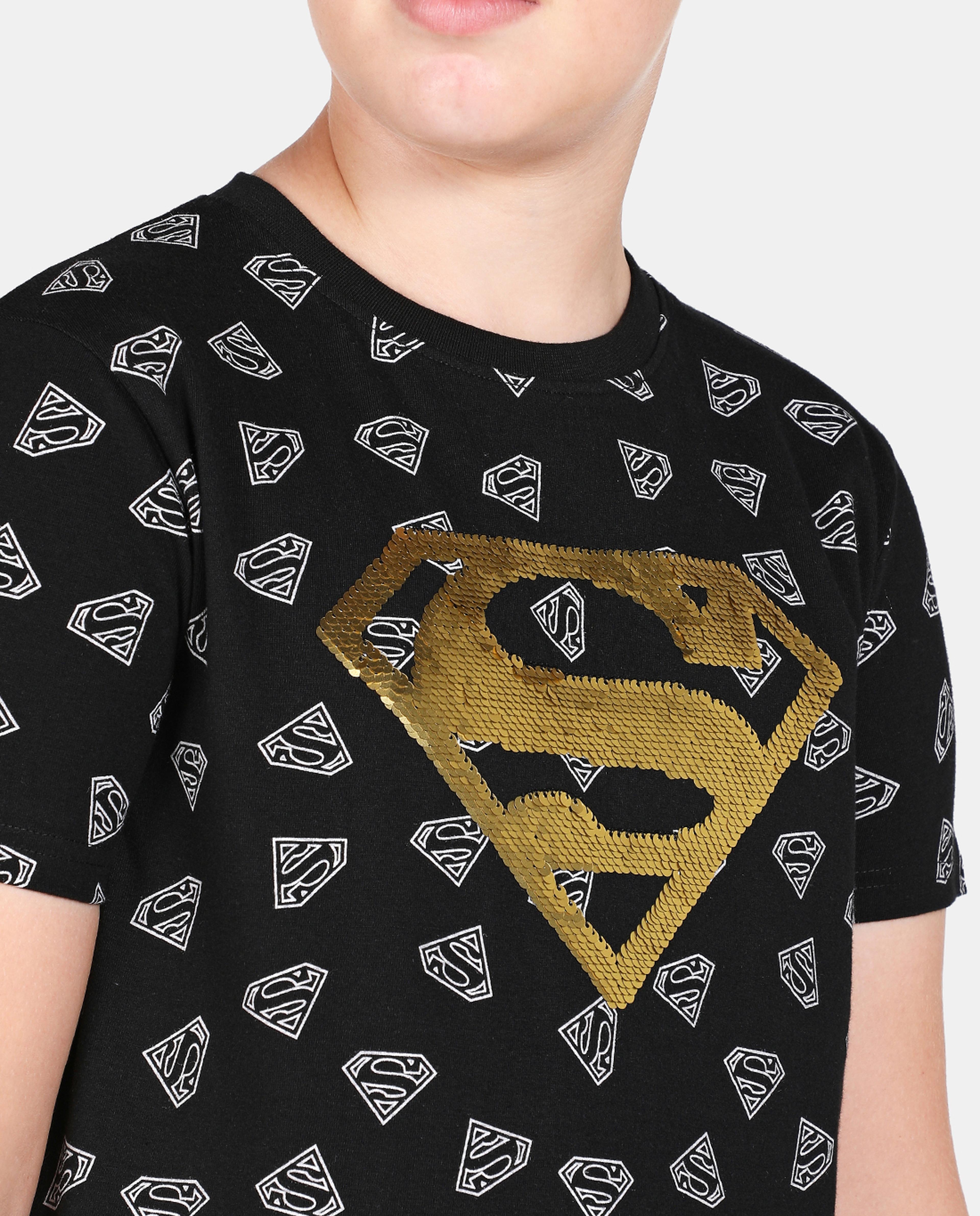 Superman Logo T-Shirt with Crew Neck and Short Sleeves