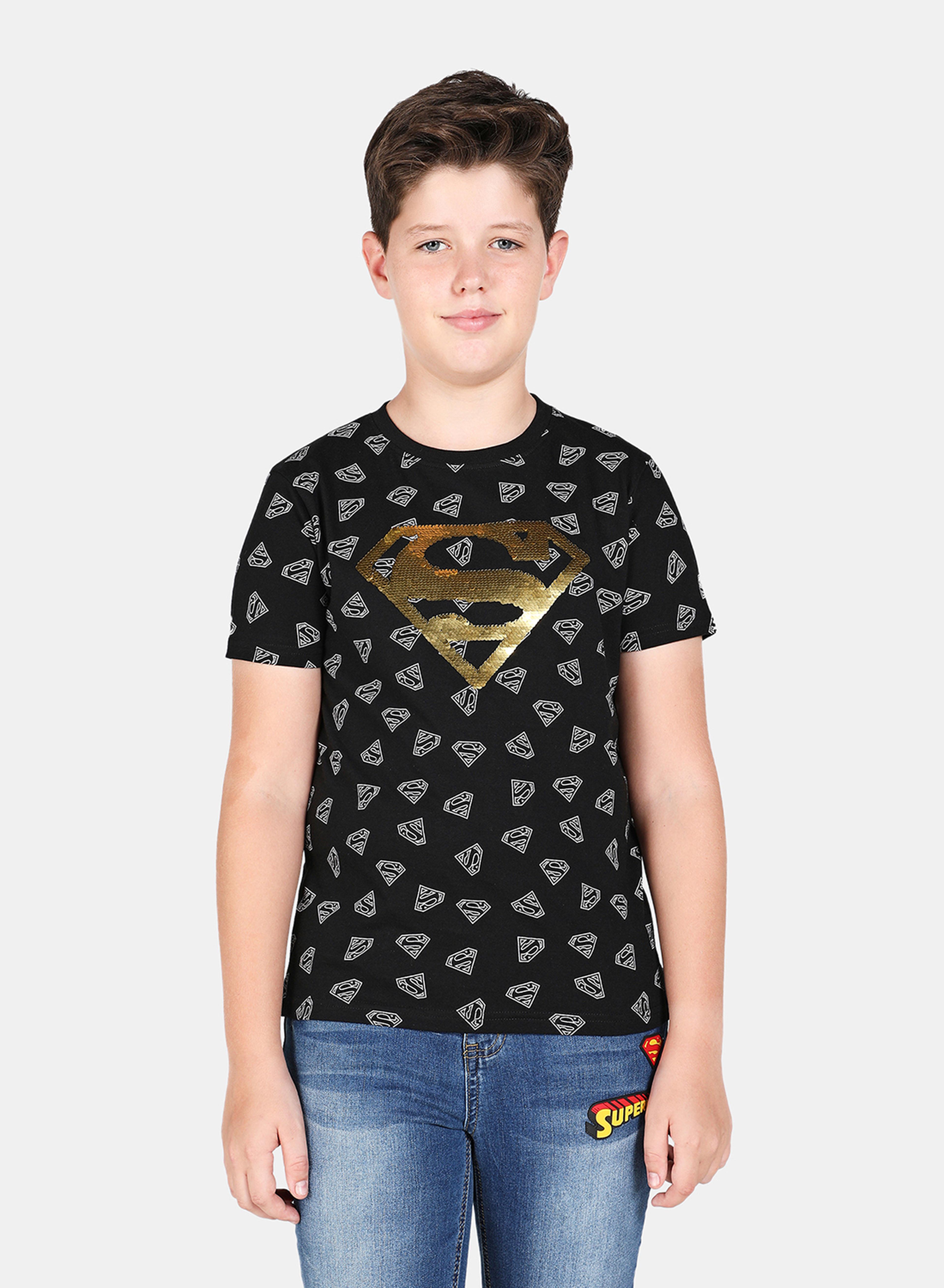 Superman Logo T-Shirt with Crew Neck and Short Sleeves