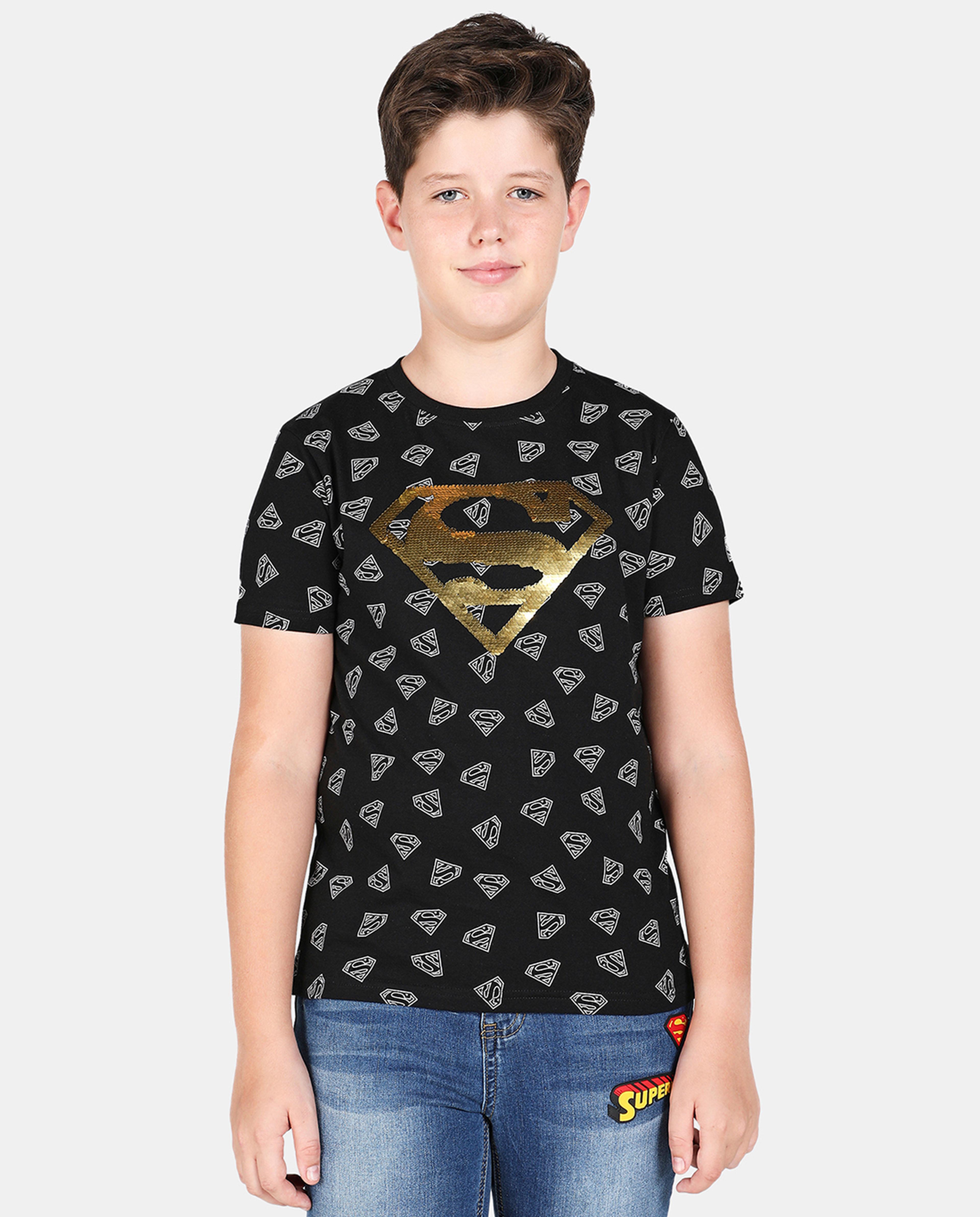 Superman Logo T-Shirt with Crew Neck and Short Sleeves