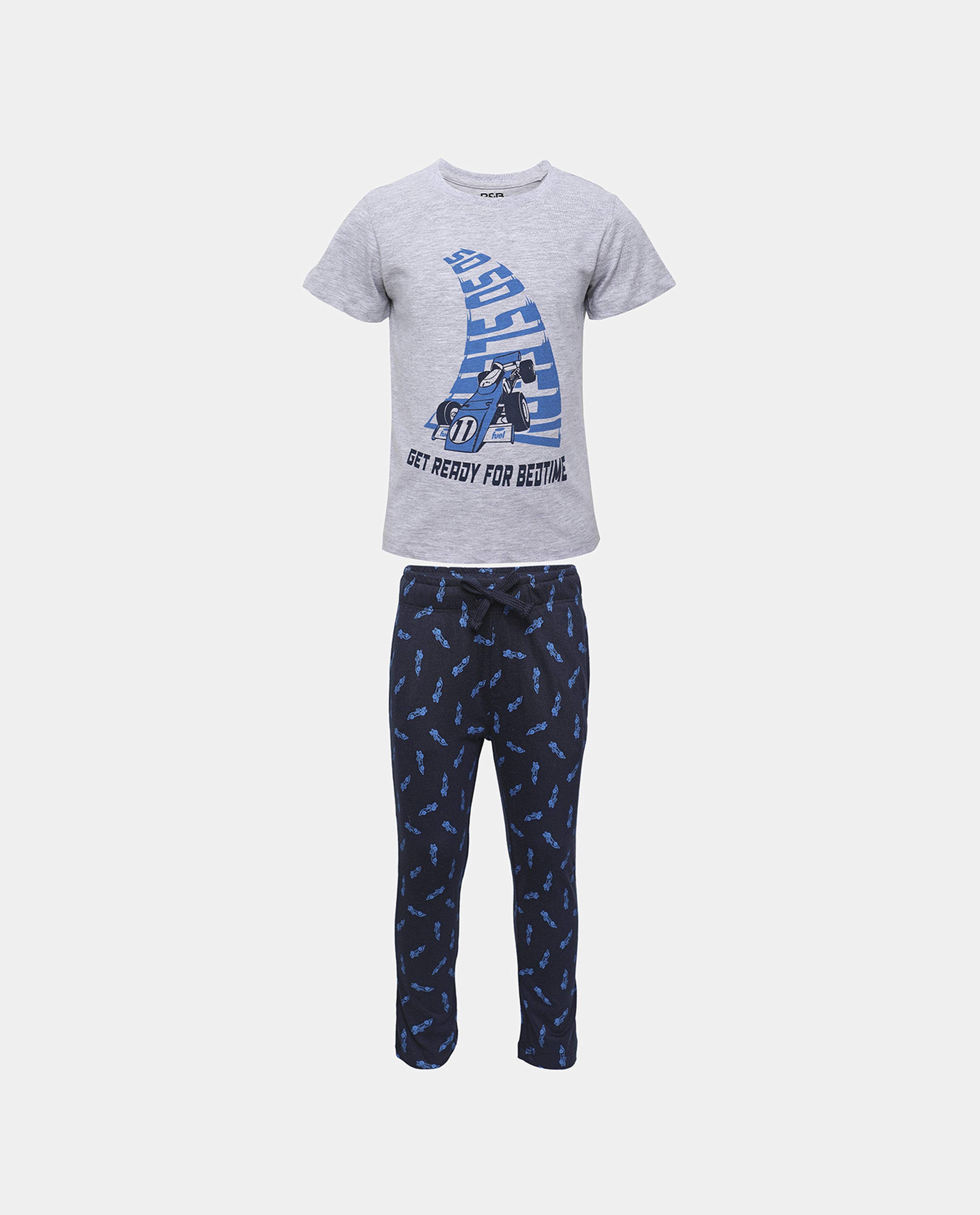Printed Night Suit with Crew Neck Short Sleeve