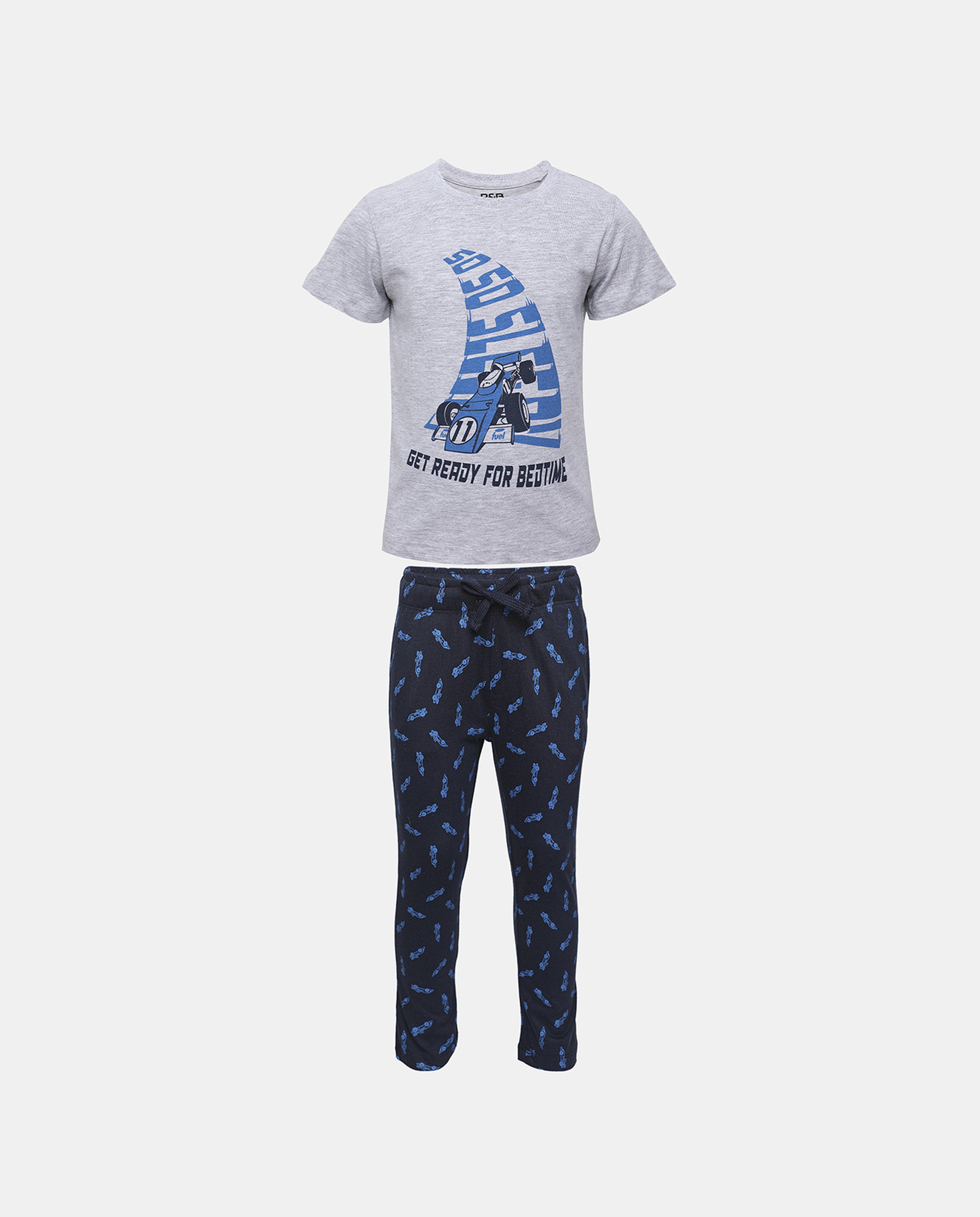Printed Night Suit with Crew Neck Short Sleeve