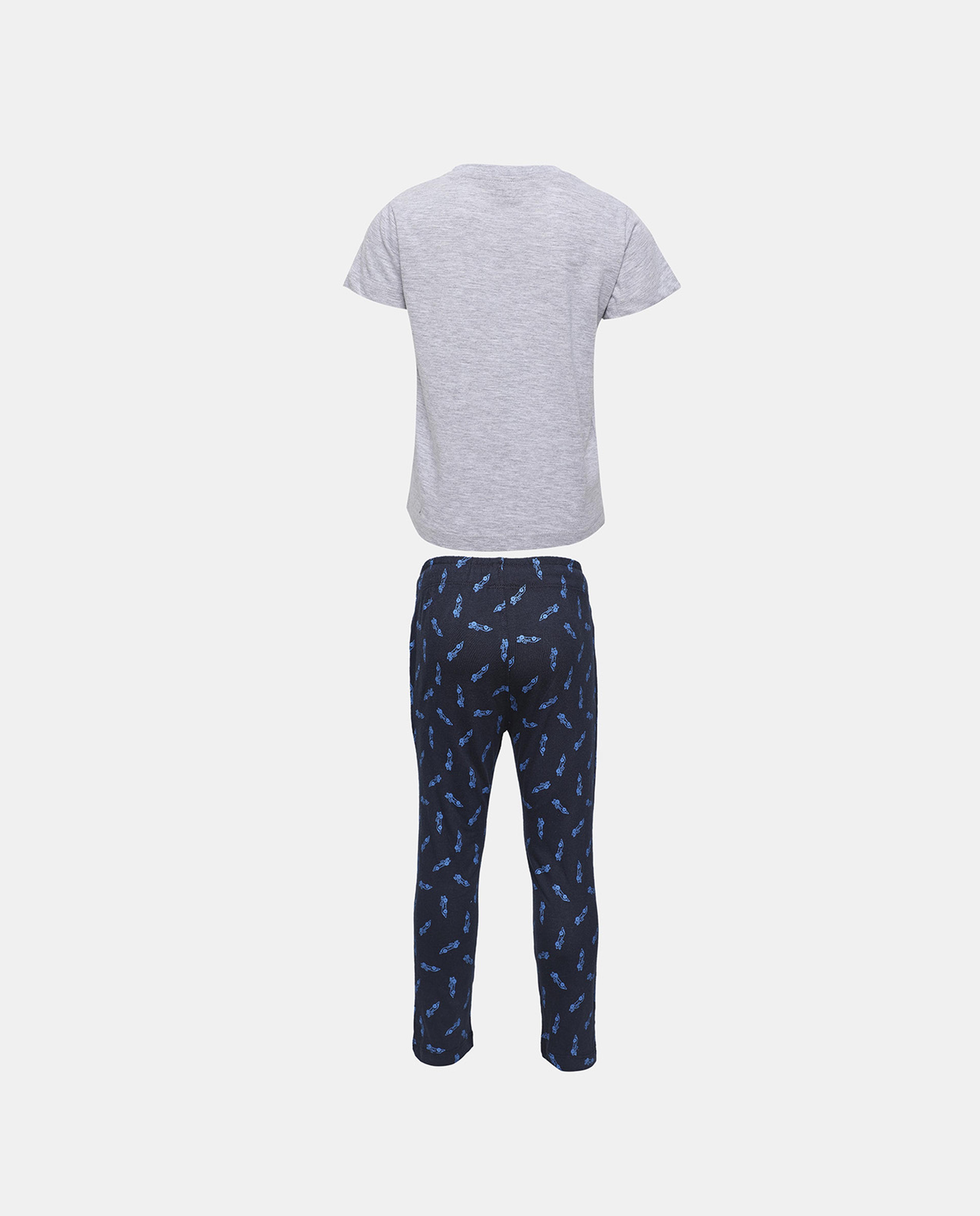 Printed Night Suit with Crew Neck Short Sleeve