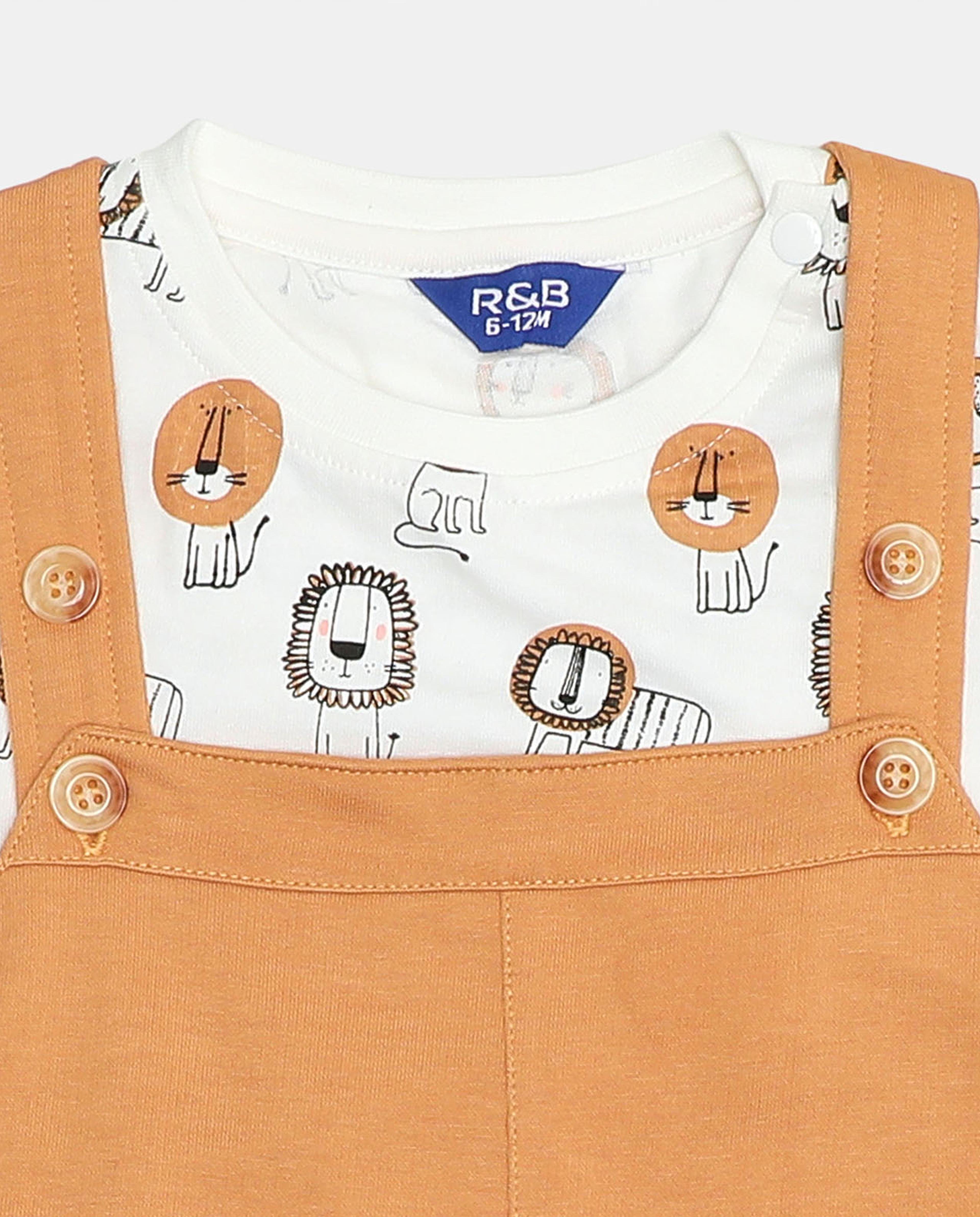 Casual Printed Button Closure Dungarees