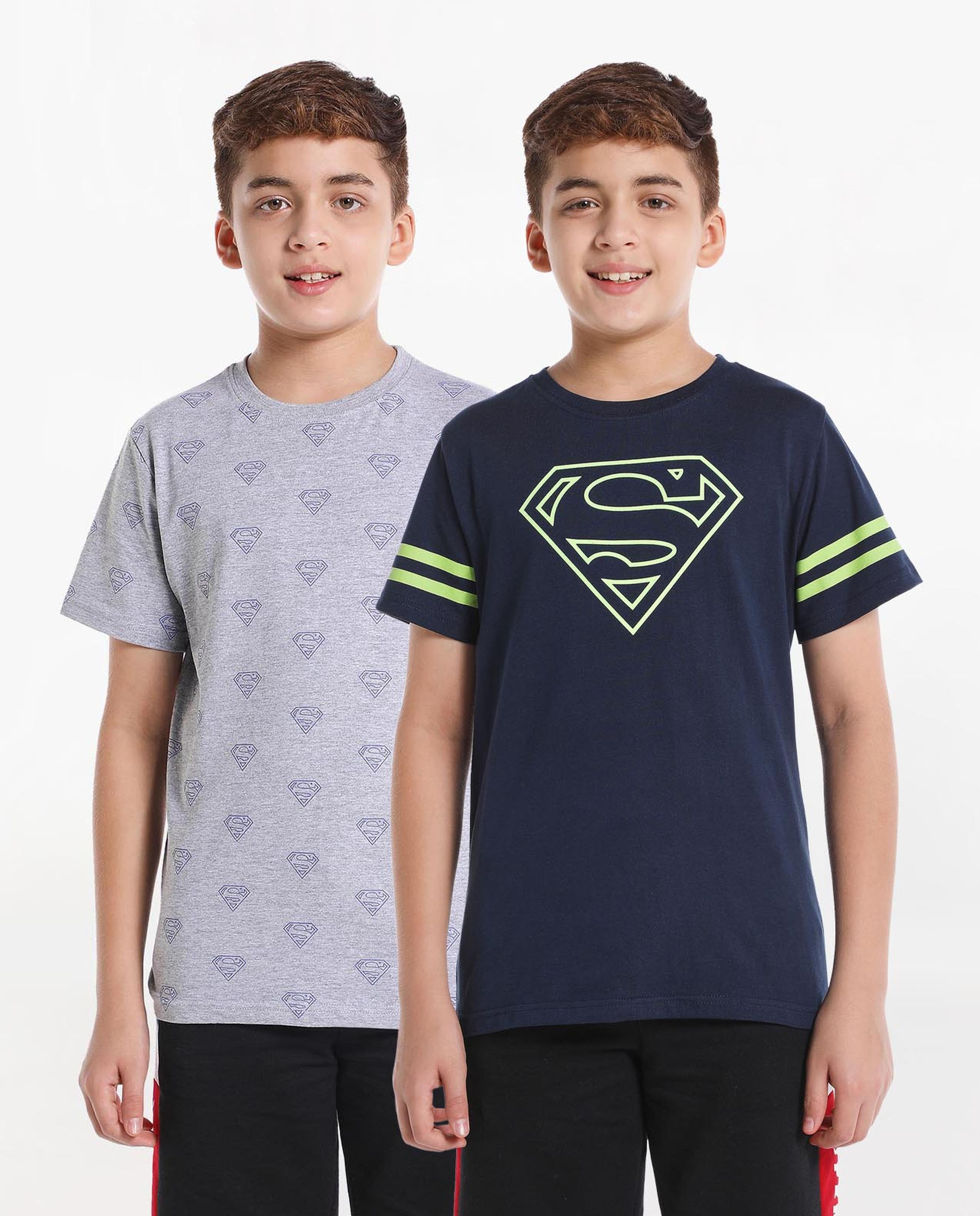 Pack Of 2 - Printed Casual T-Shirts With Short Sleeves And Crew Neck