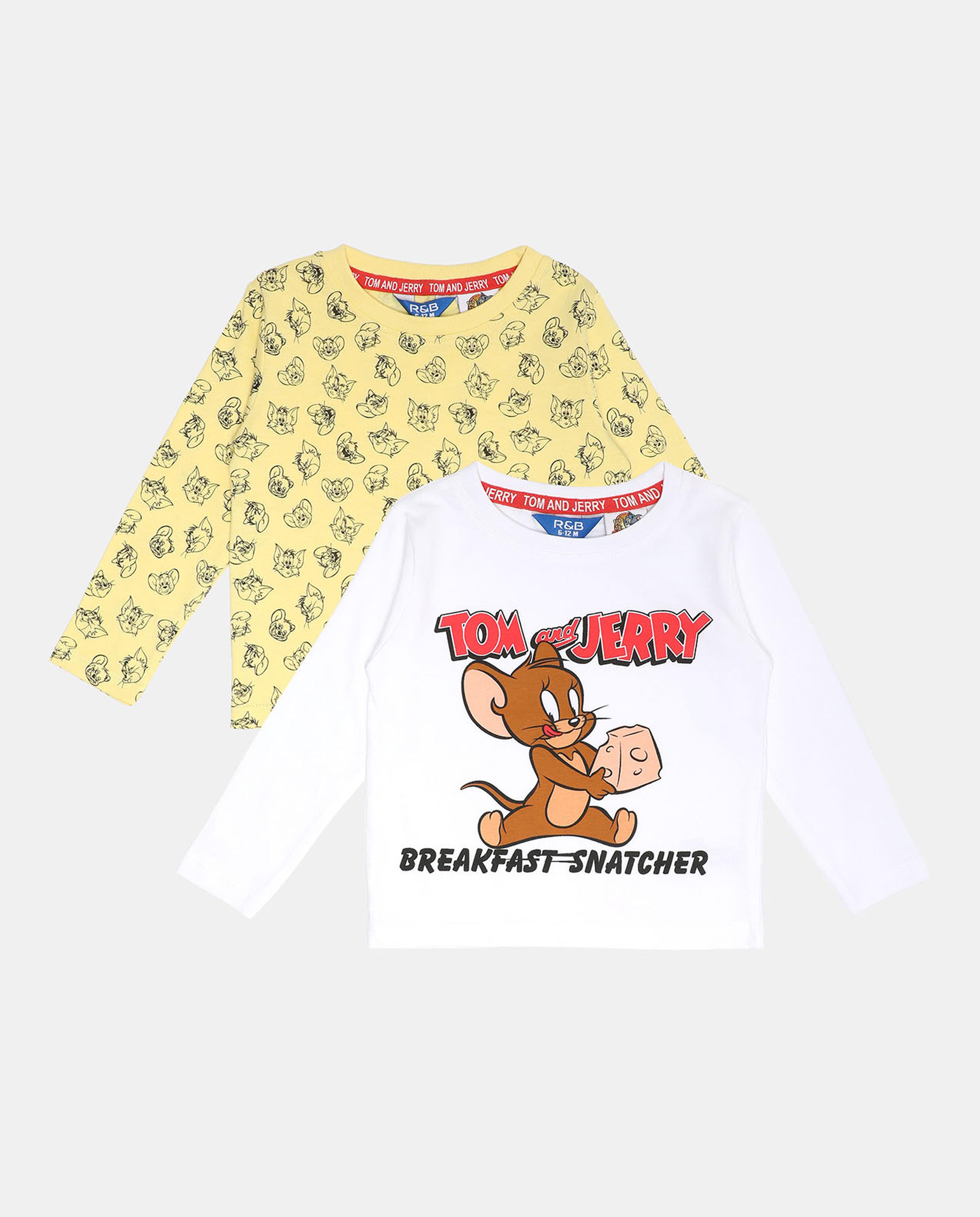 Pack of 2 - Printed T-Shirt with Crew Neck and Long Sleeves