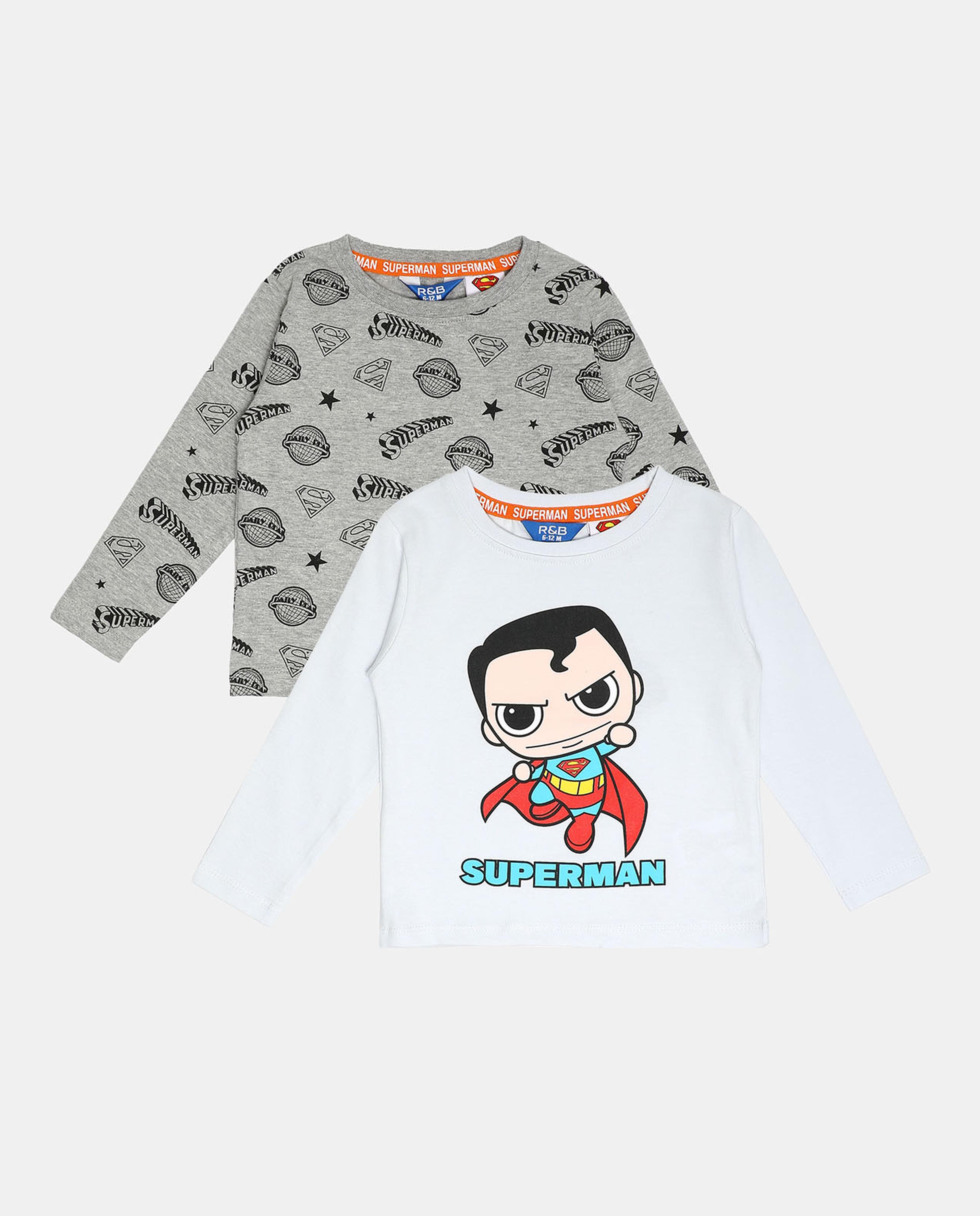 Pack of 2 - Printed T-Shirt with Crew Neck and Long Sleeves