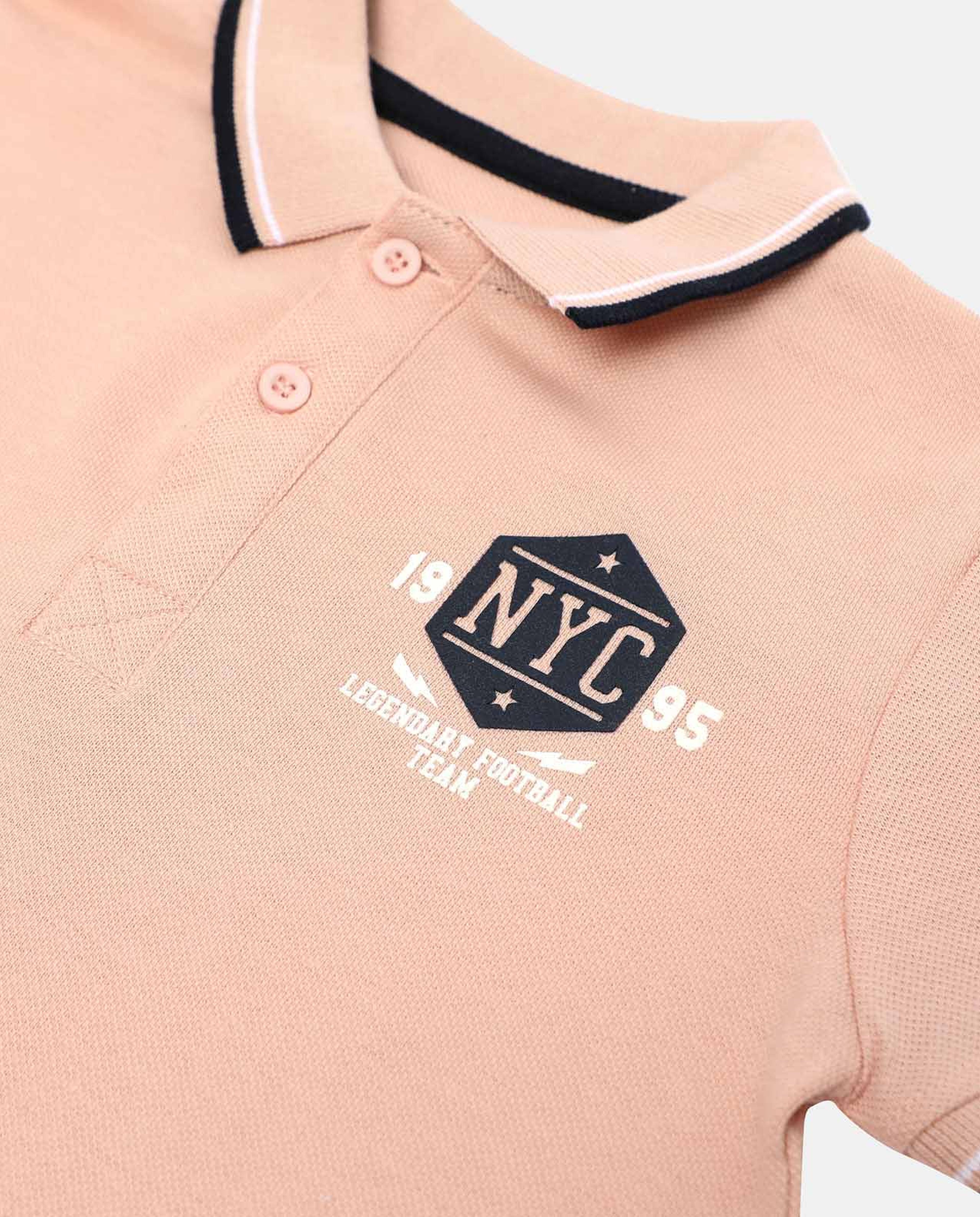 Brand Logo Embroidered T-Shirt with Polo Collar and Short Sleeves