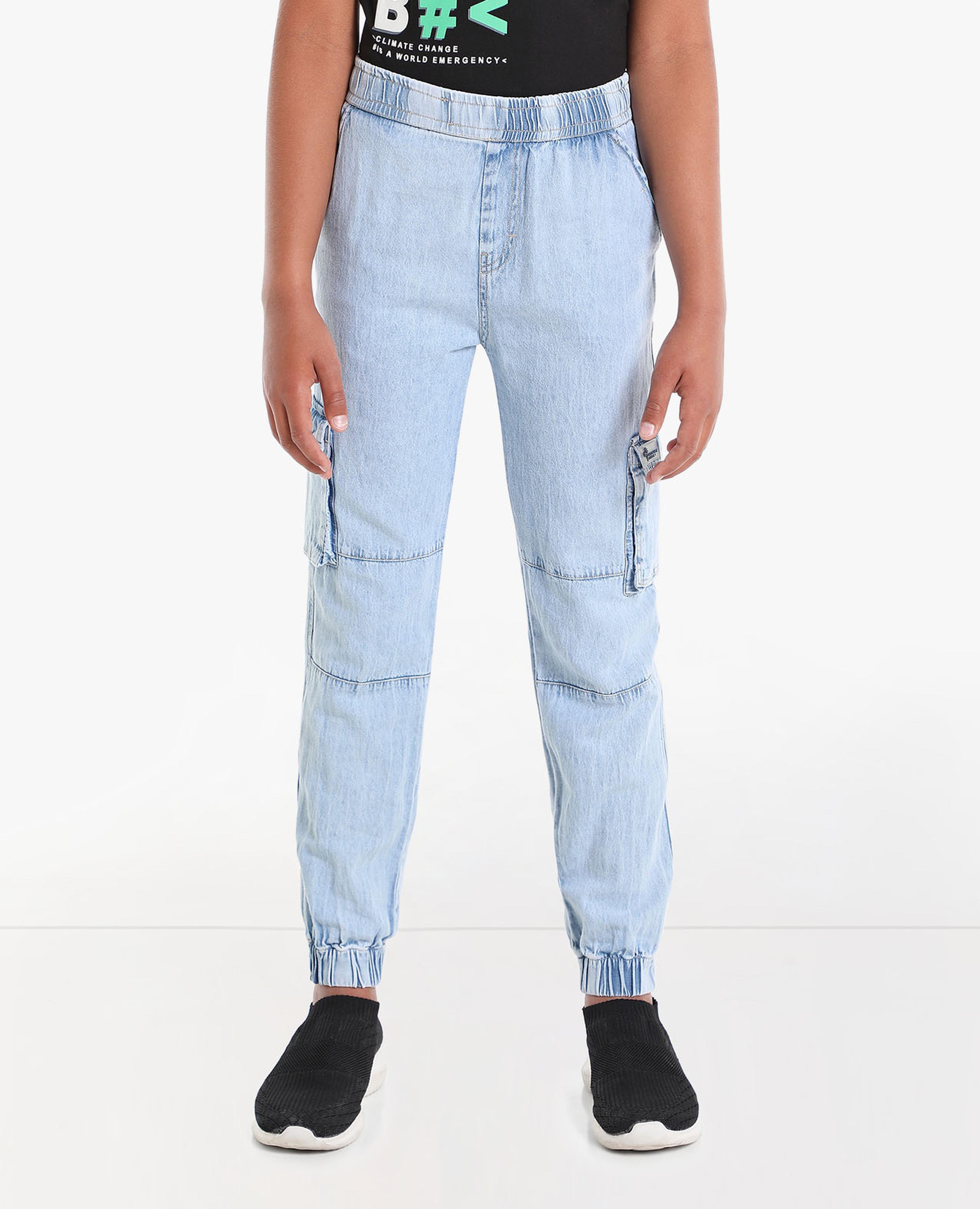 Solid Jeans With Elasticated Waist
