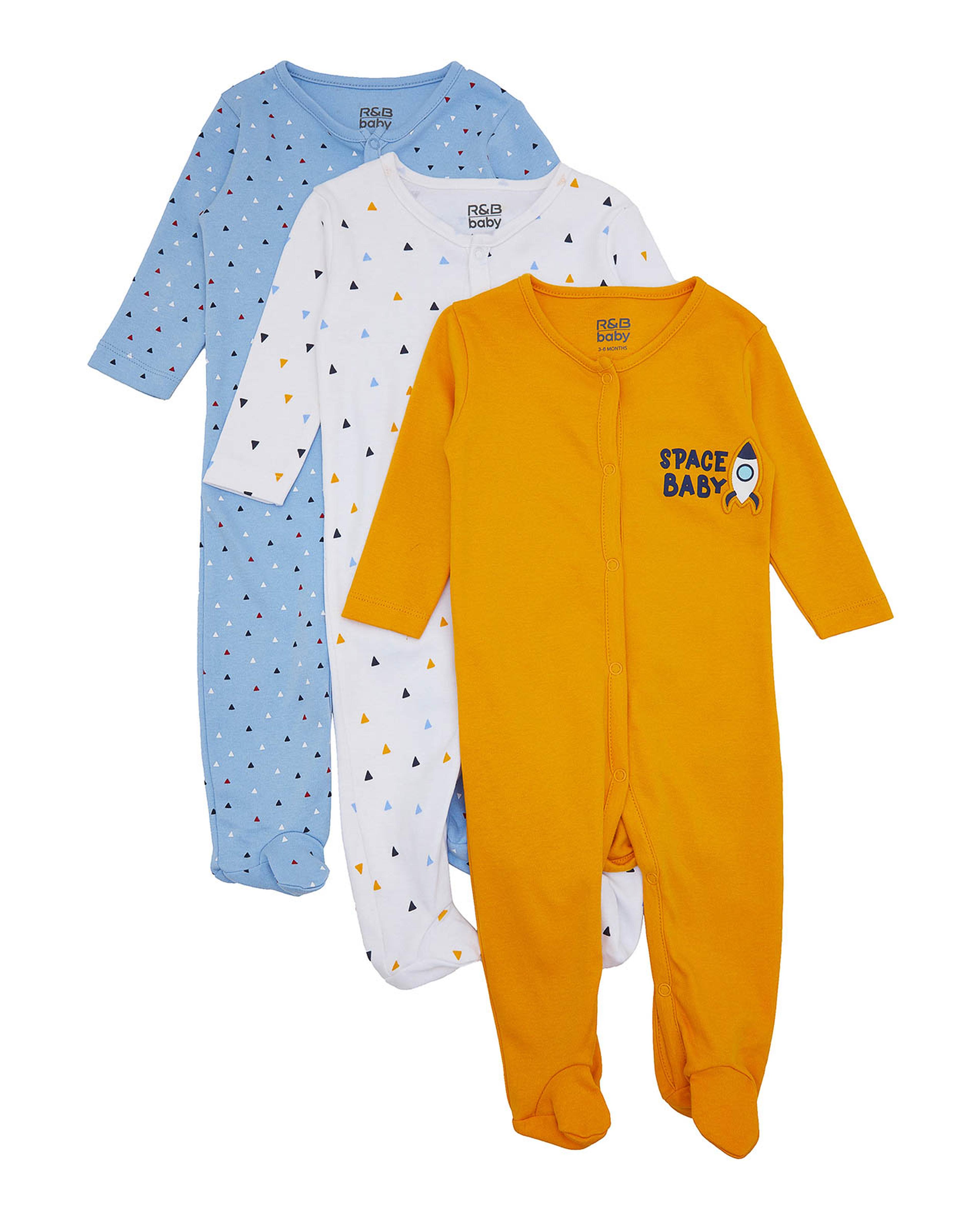 Pack of 3 Printed Full Length Sleepsuit