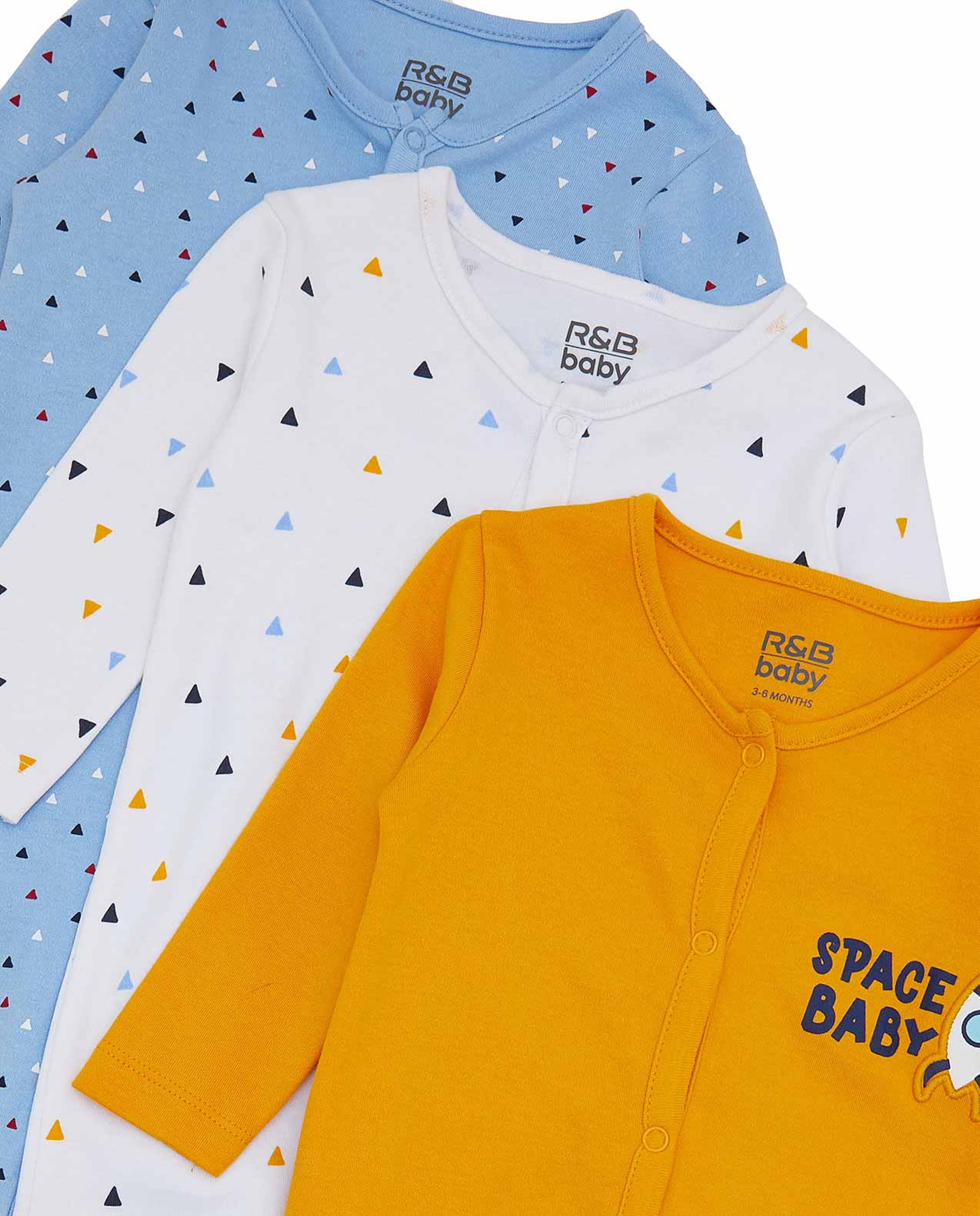 Pack of 3 Printed Full Length Sleepsuit