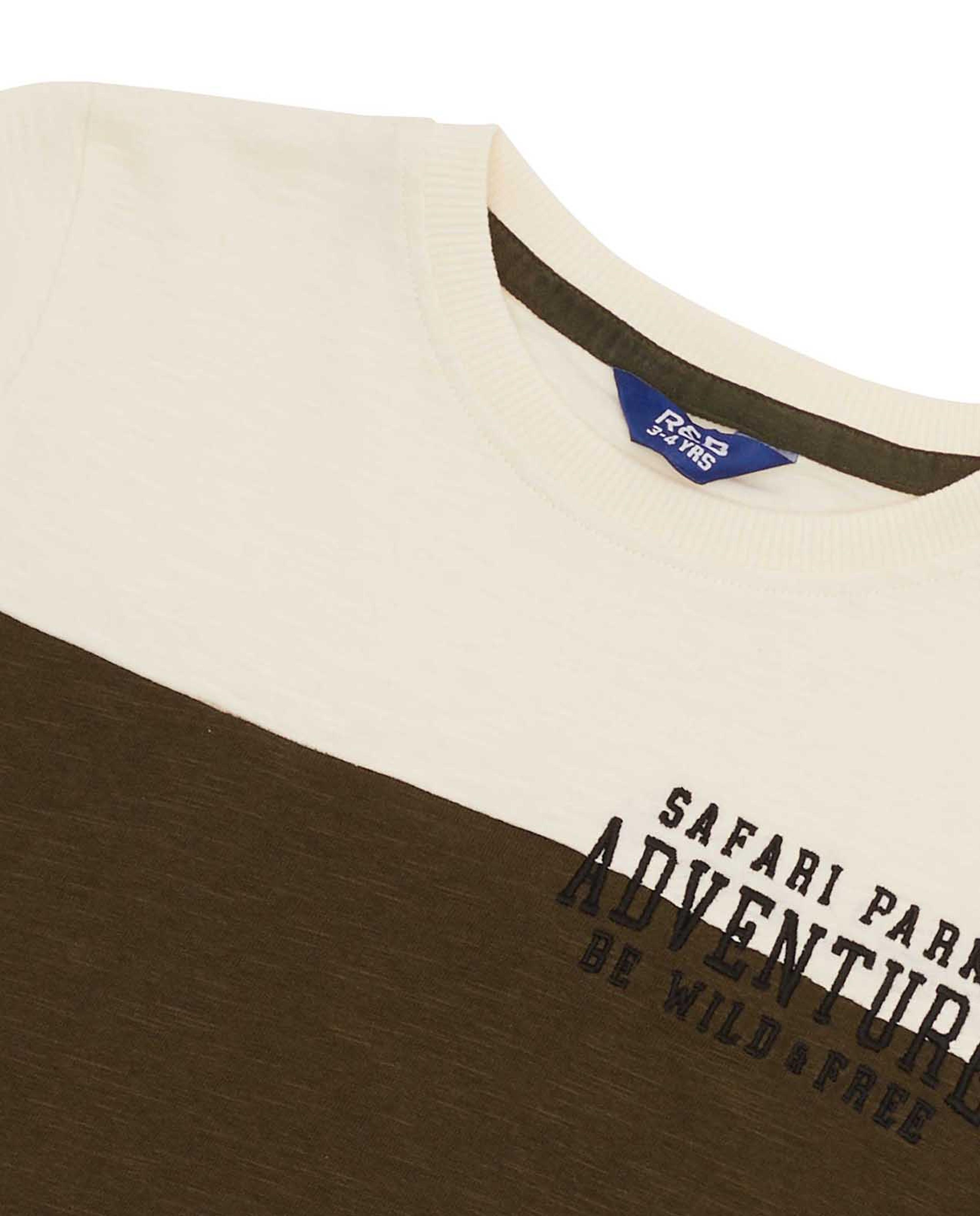 Color Block T-Shirt with Crew Neck and Short Sleeves