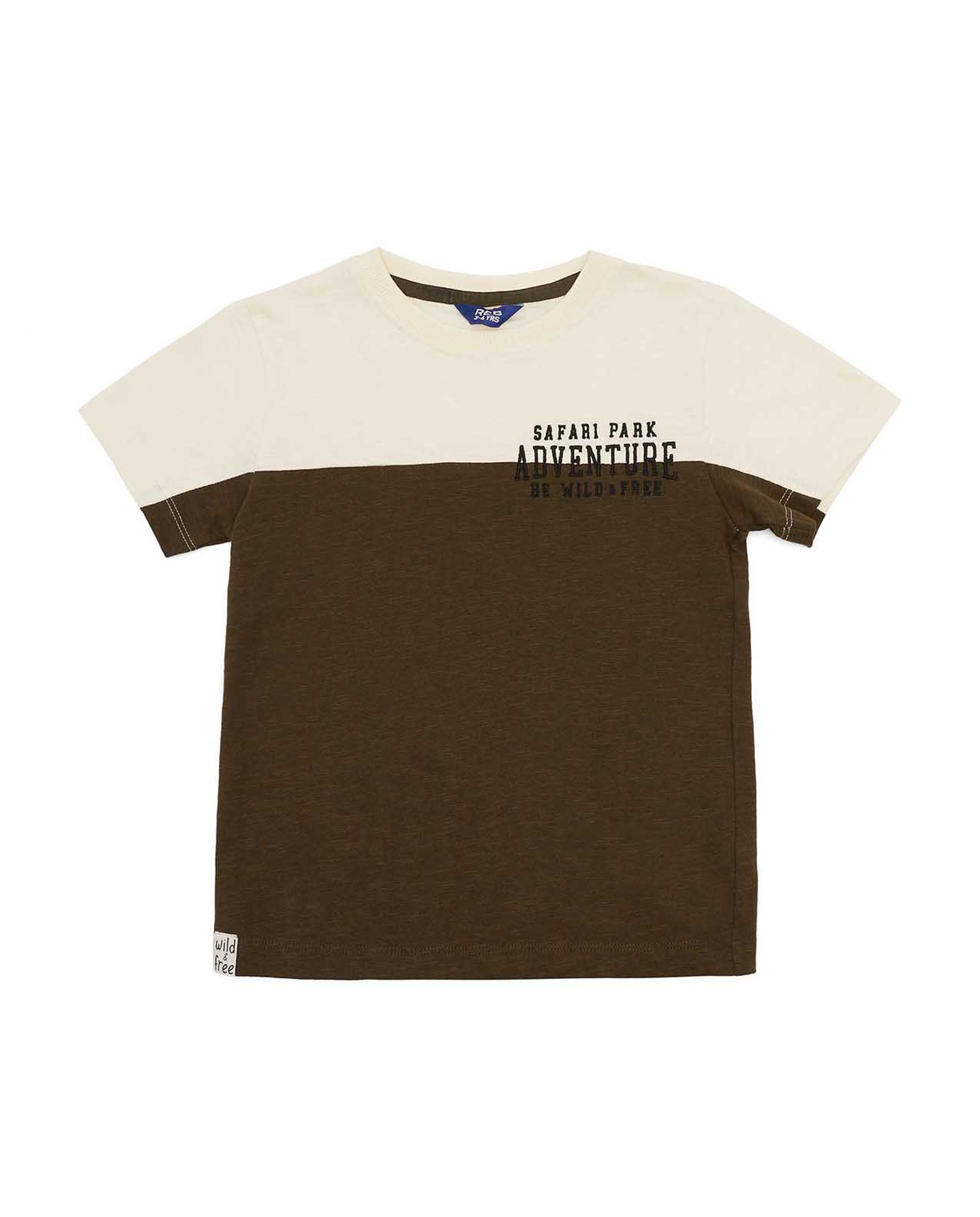 Color Block T-Shirt with Crew Neck and Short Sleeves