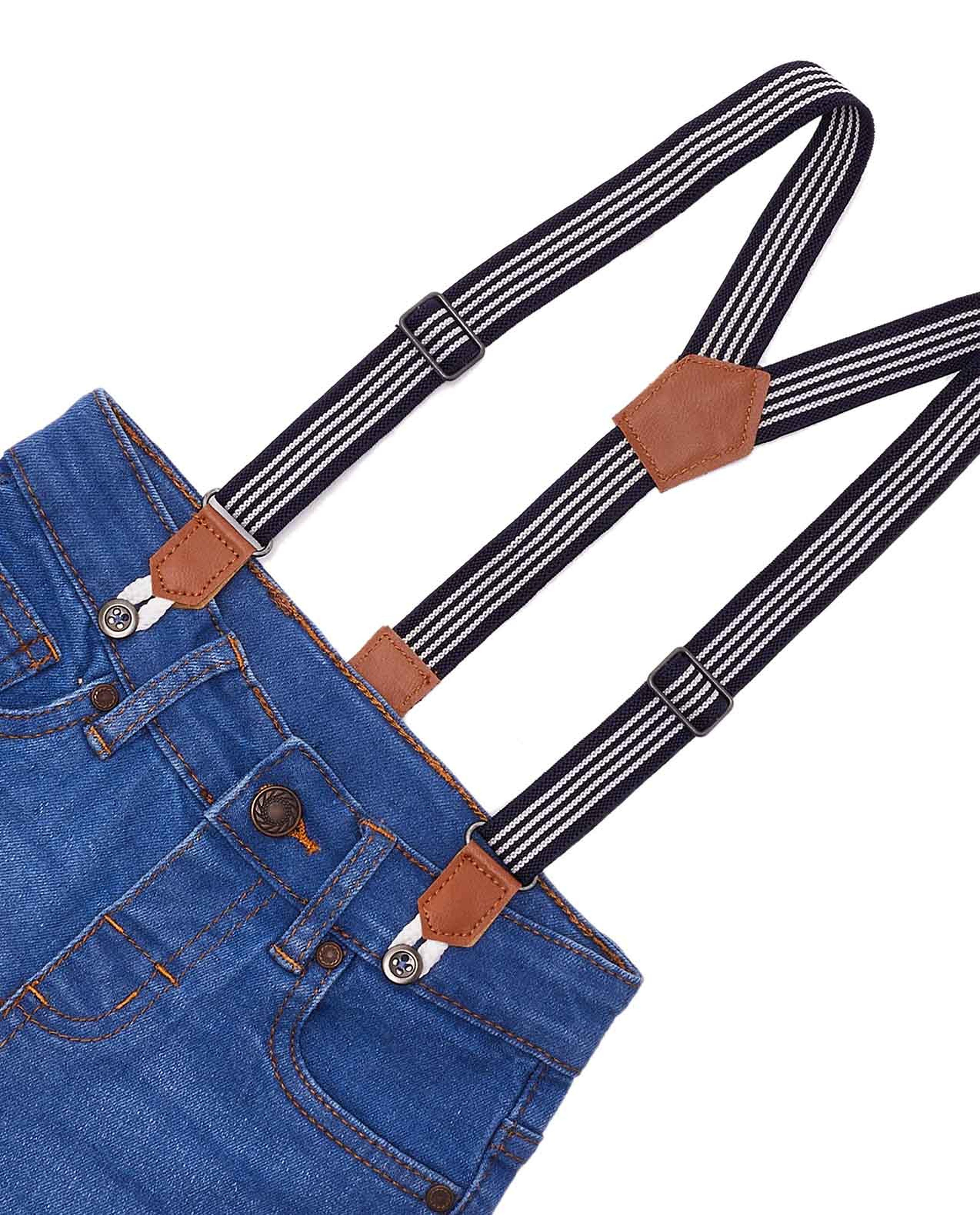 Solid Jeans with Suspenders