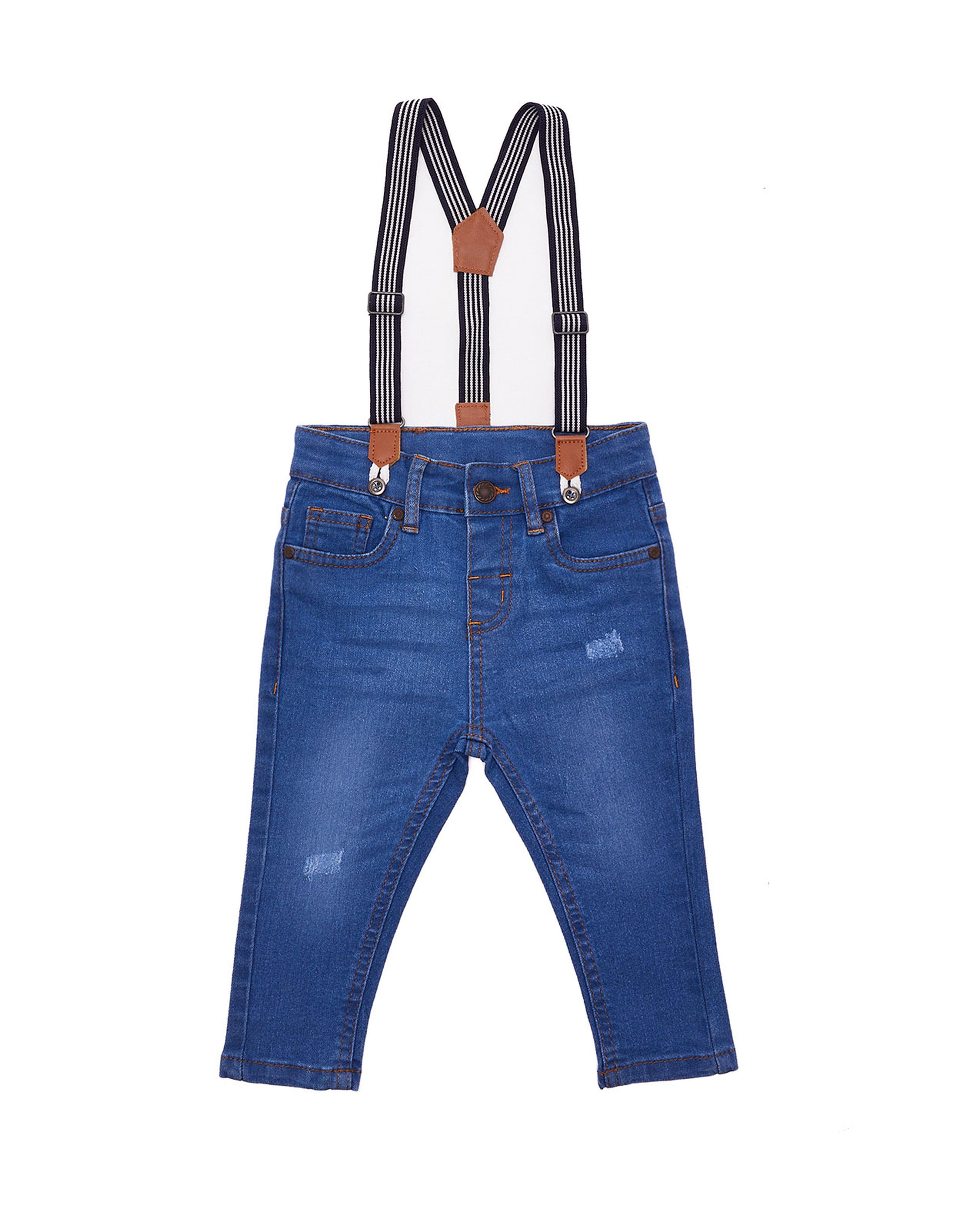 Solid Jeans with Suspenders