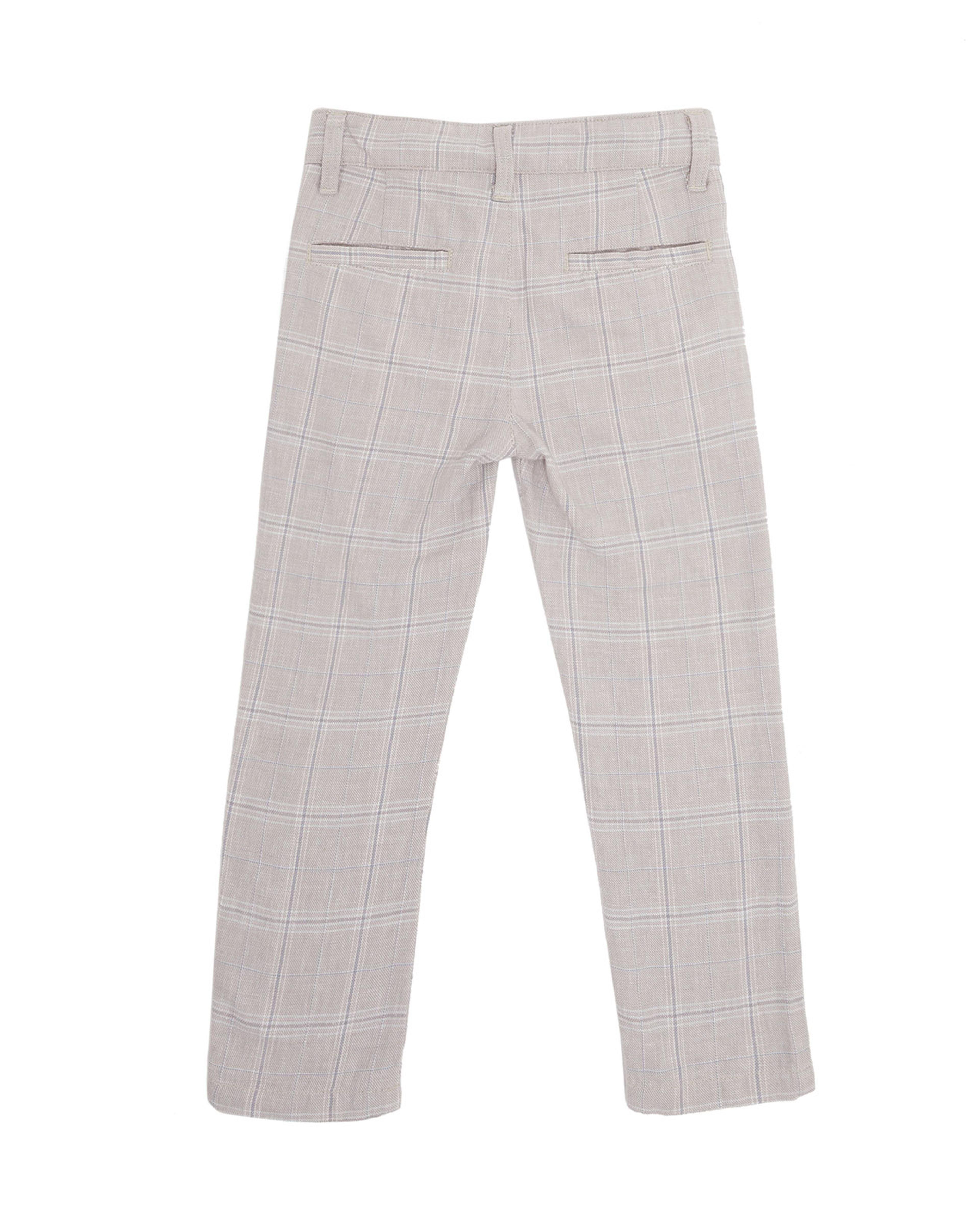 Plaid Trousers with Button Closure