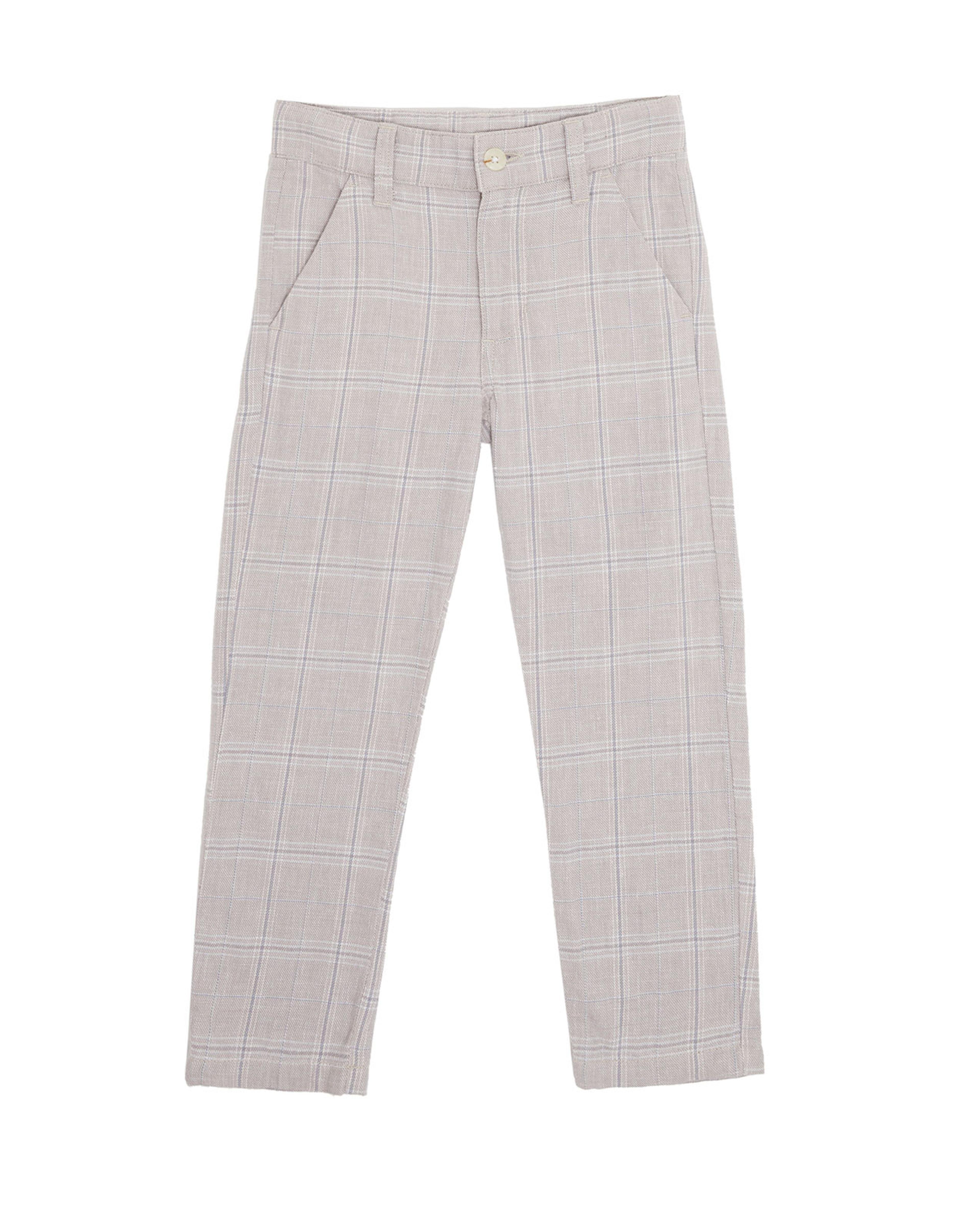 Plaid Trousers with Button Closure