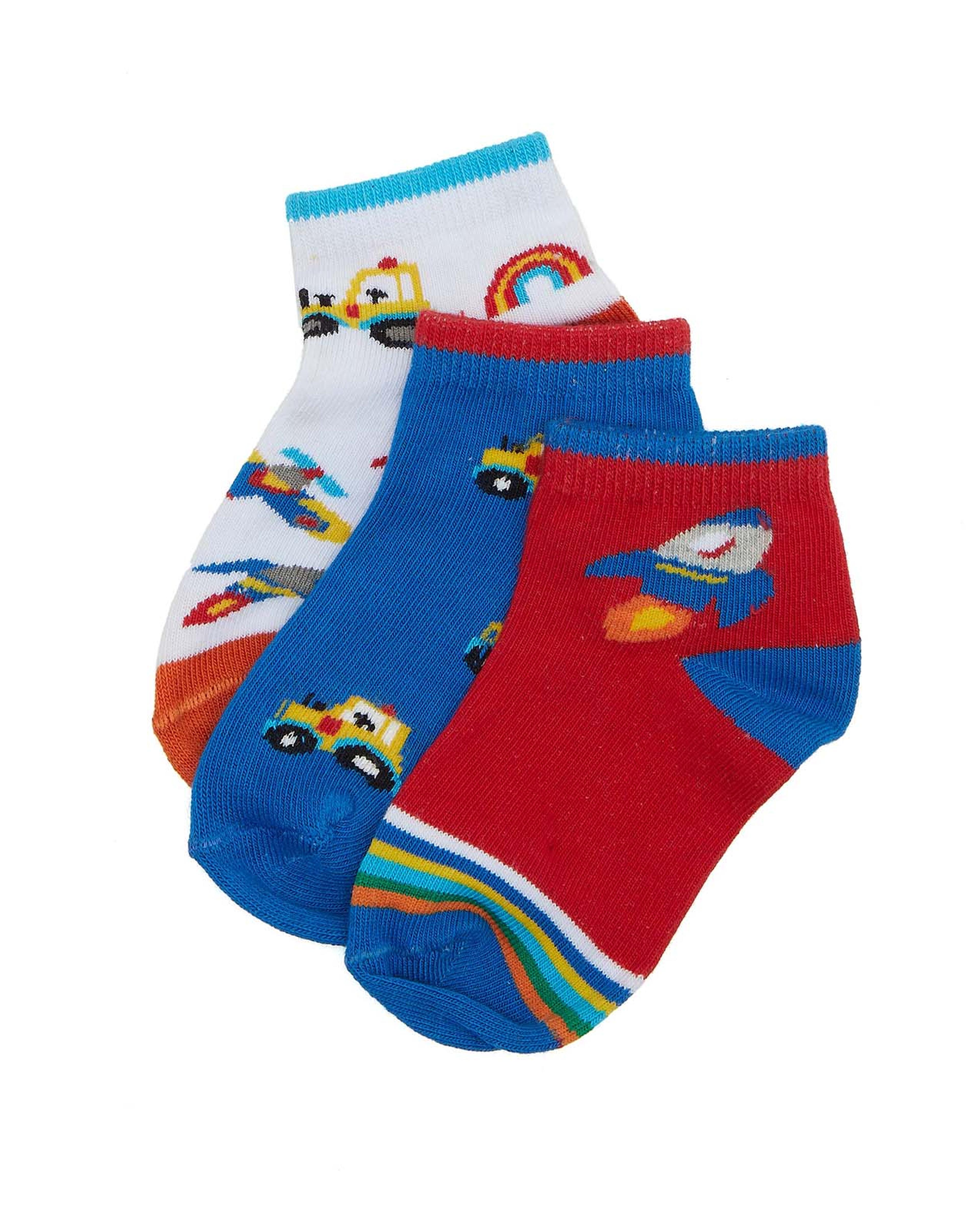 3 Pack Printed Ankle Socks