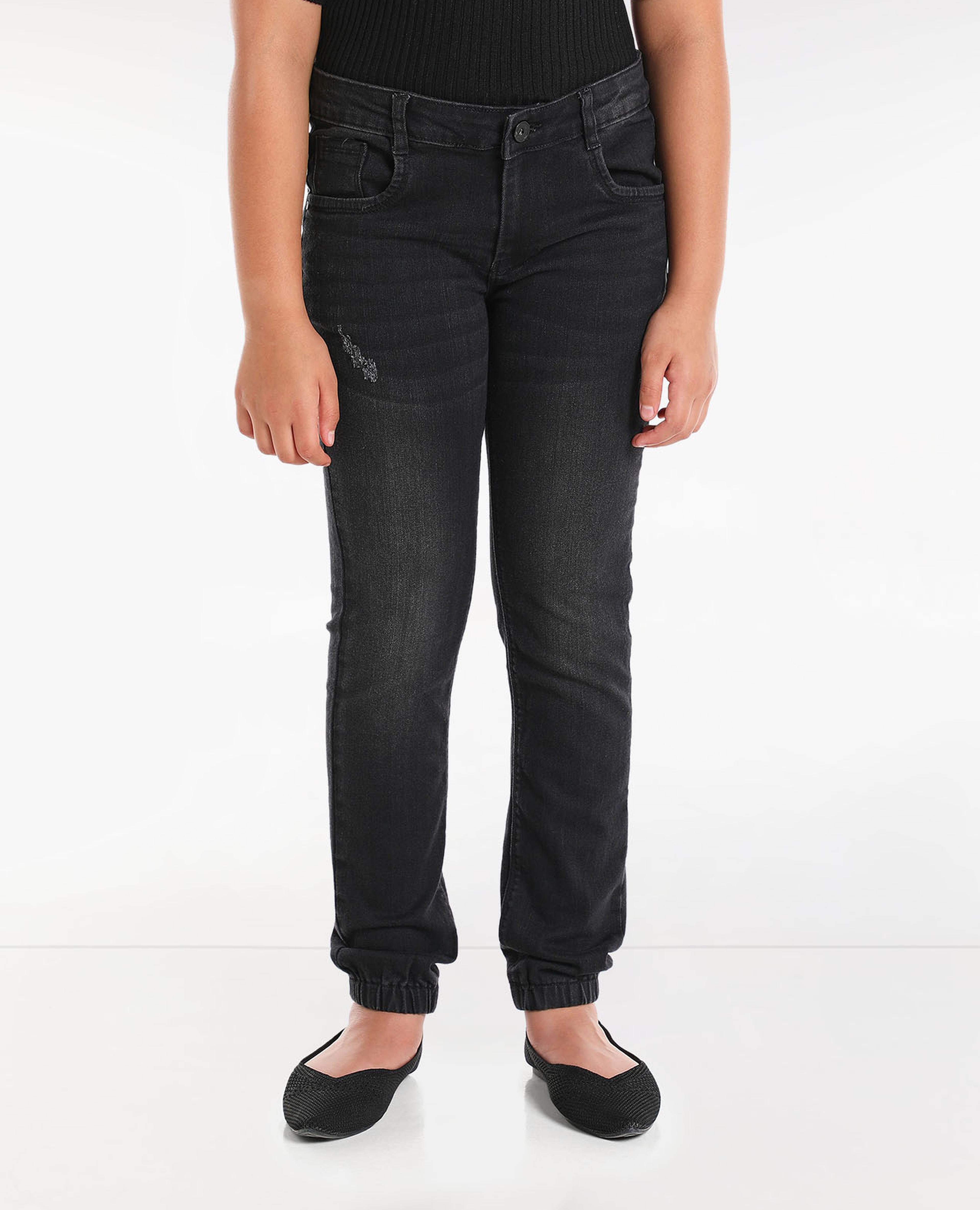 Solid Jeans with Button Closure