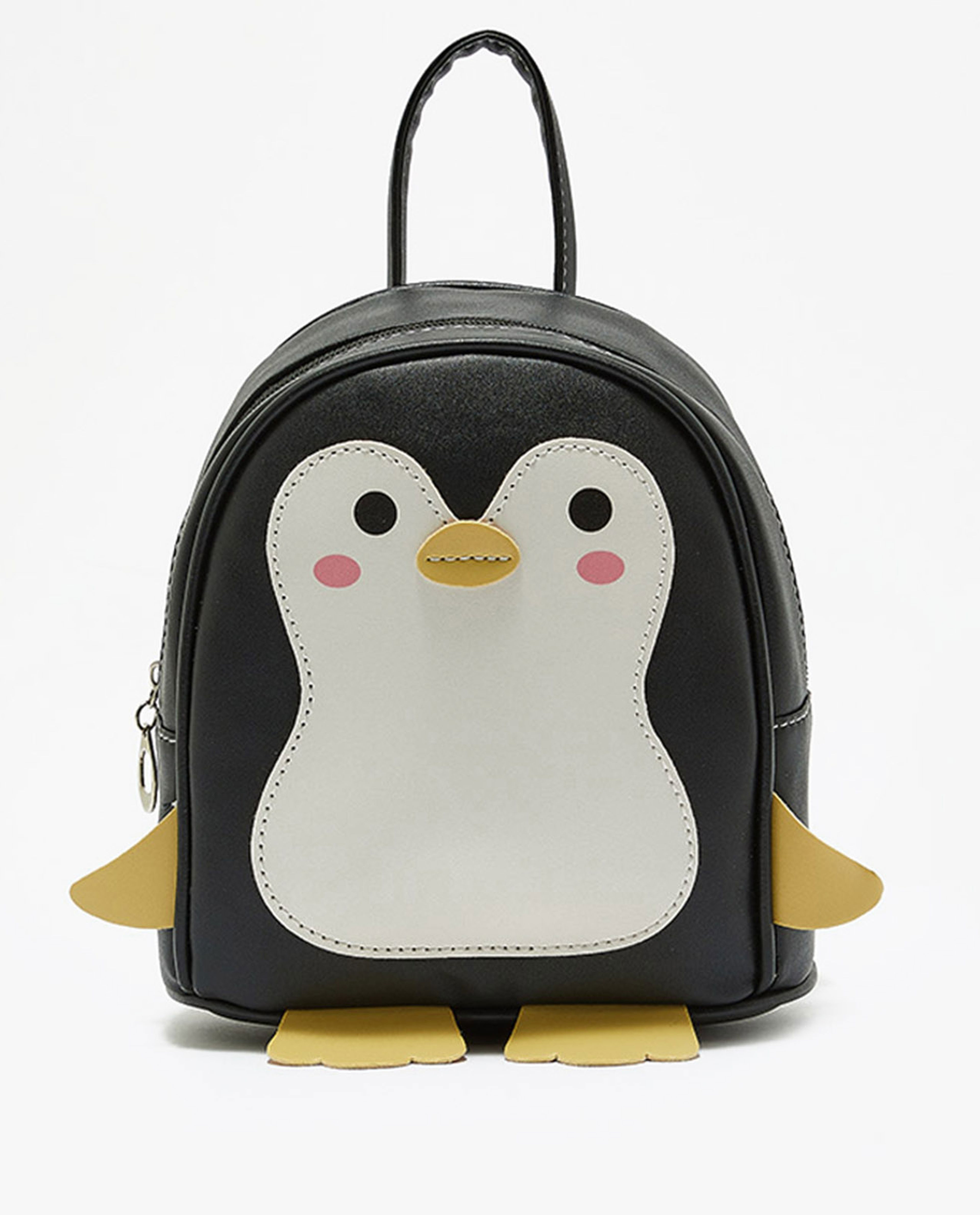 Black Penguin Printed Kids Backpack