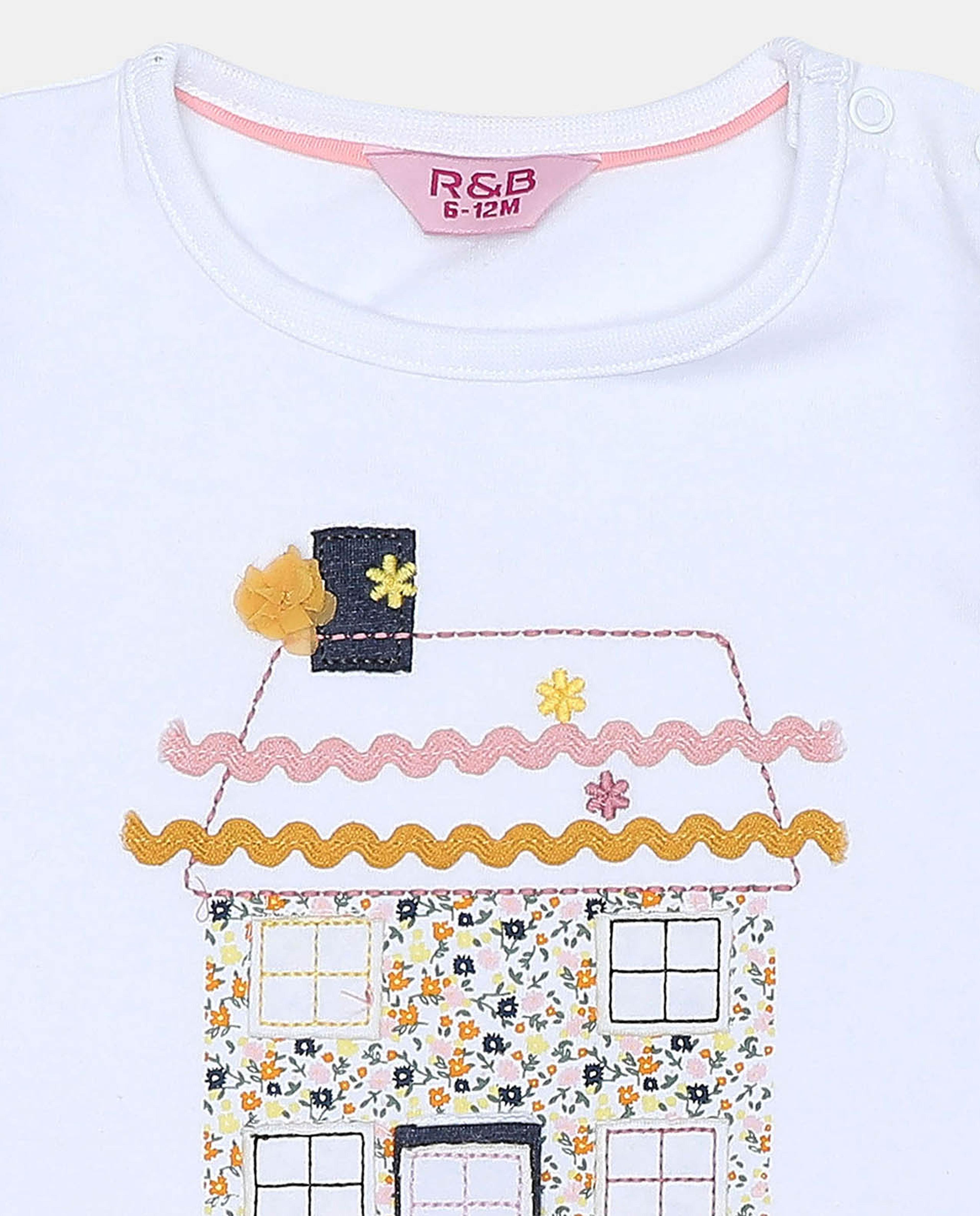 Casual T-Shirt with Flutter Sleeve and Round Neck