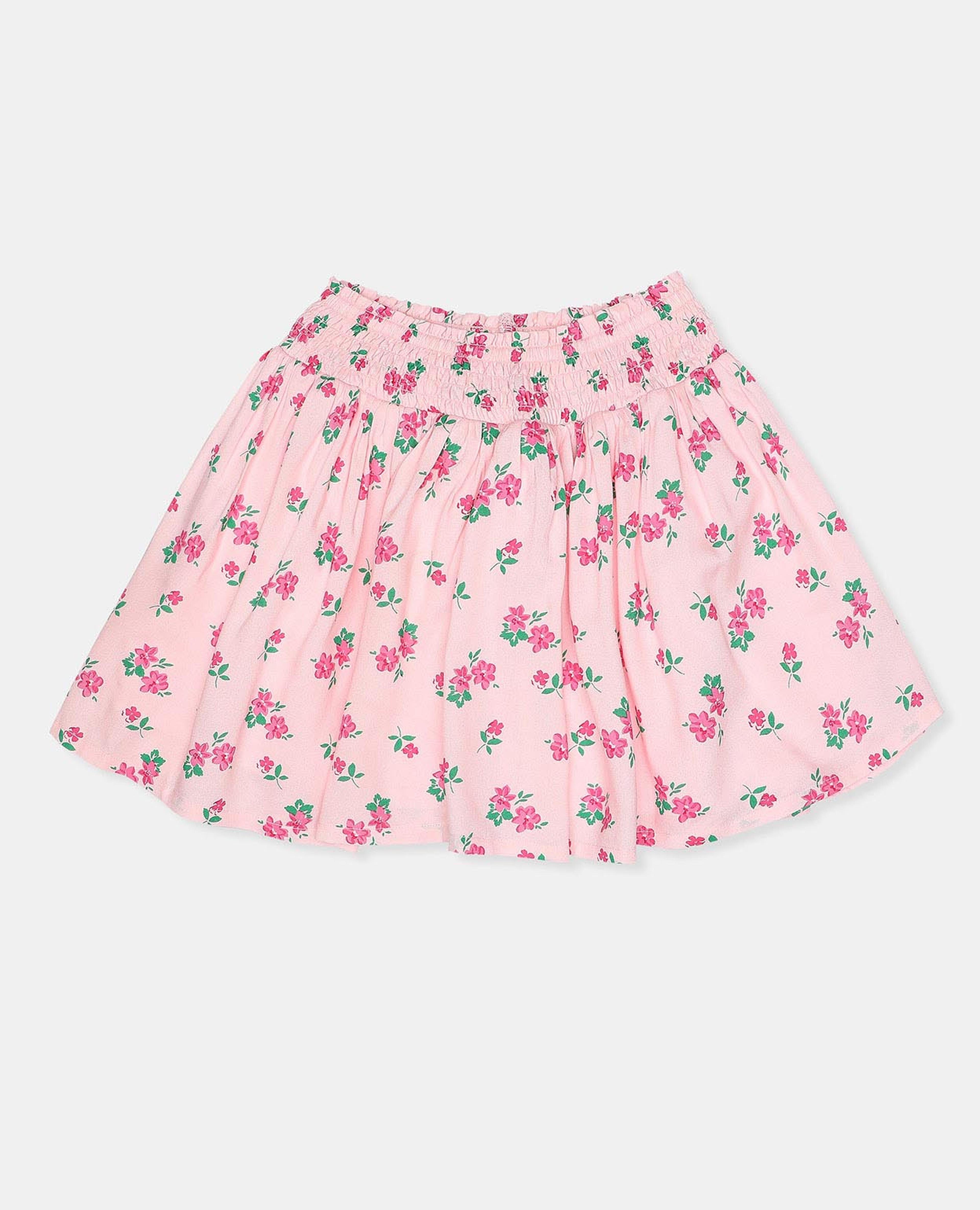 Floral Printed Skirt with Slip-On Closure