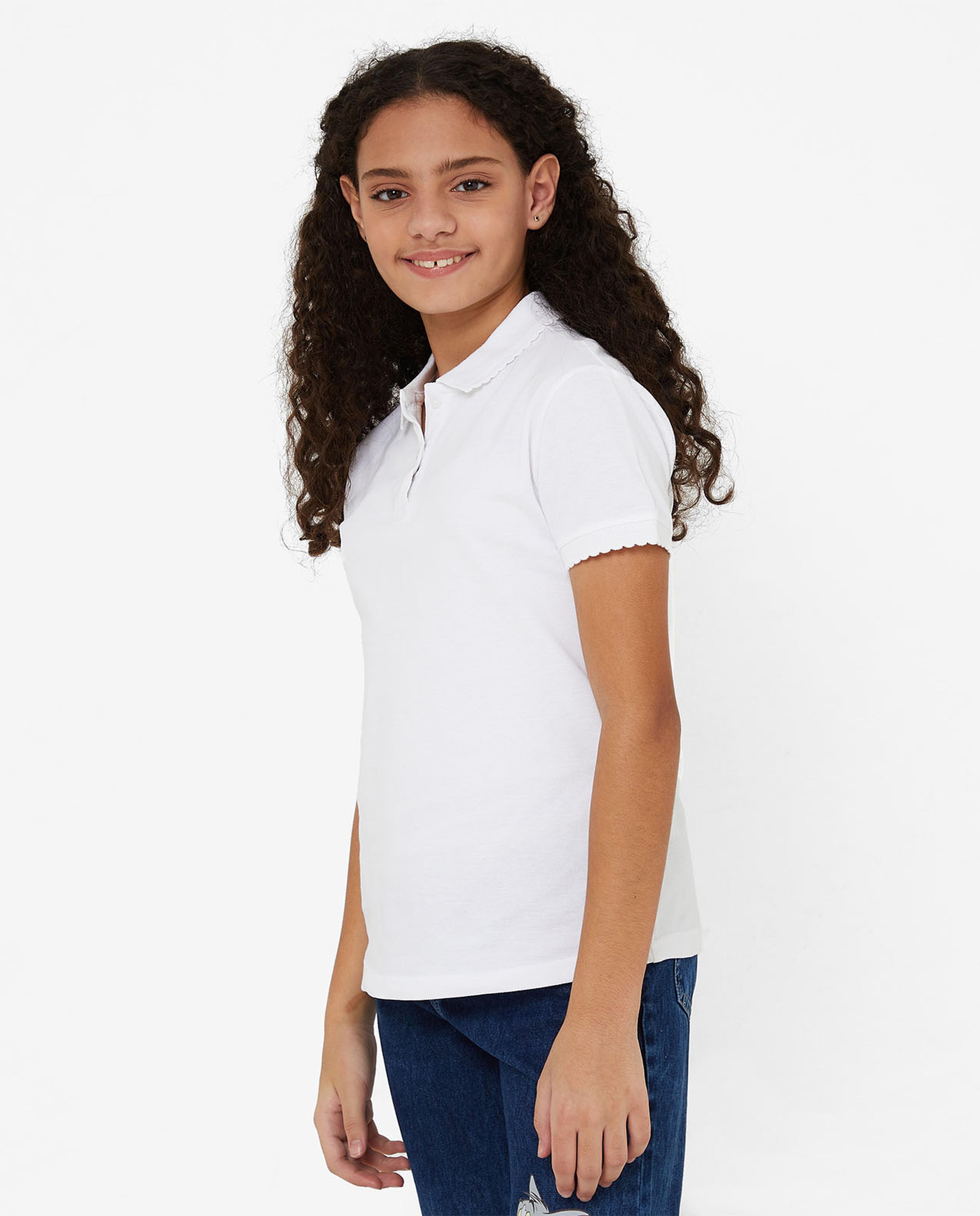 Solid T-Shirt with Polo Collar and Short Sleeves