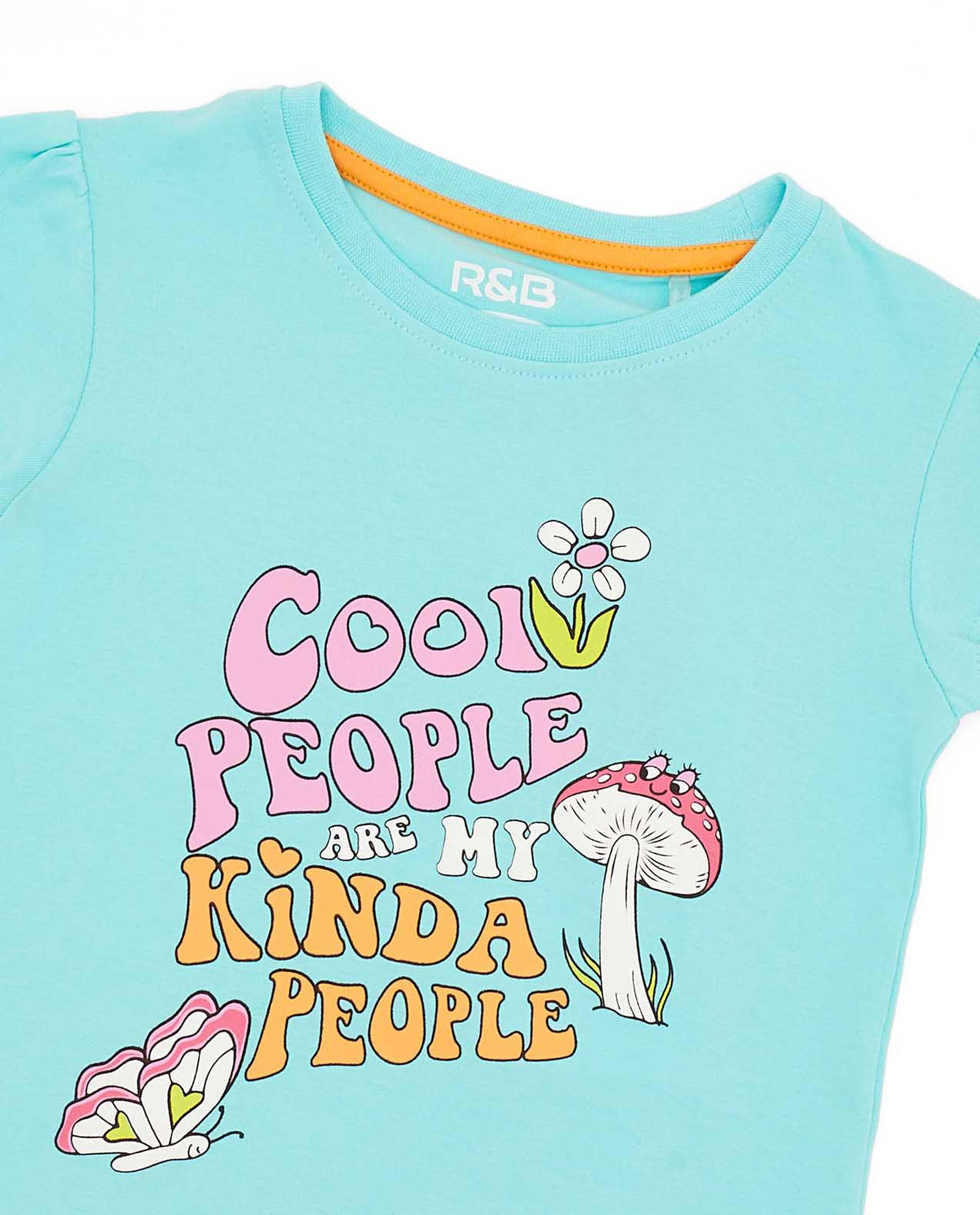 Typography Printed T-Shirt with Crew Neck and Short Sleeves