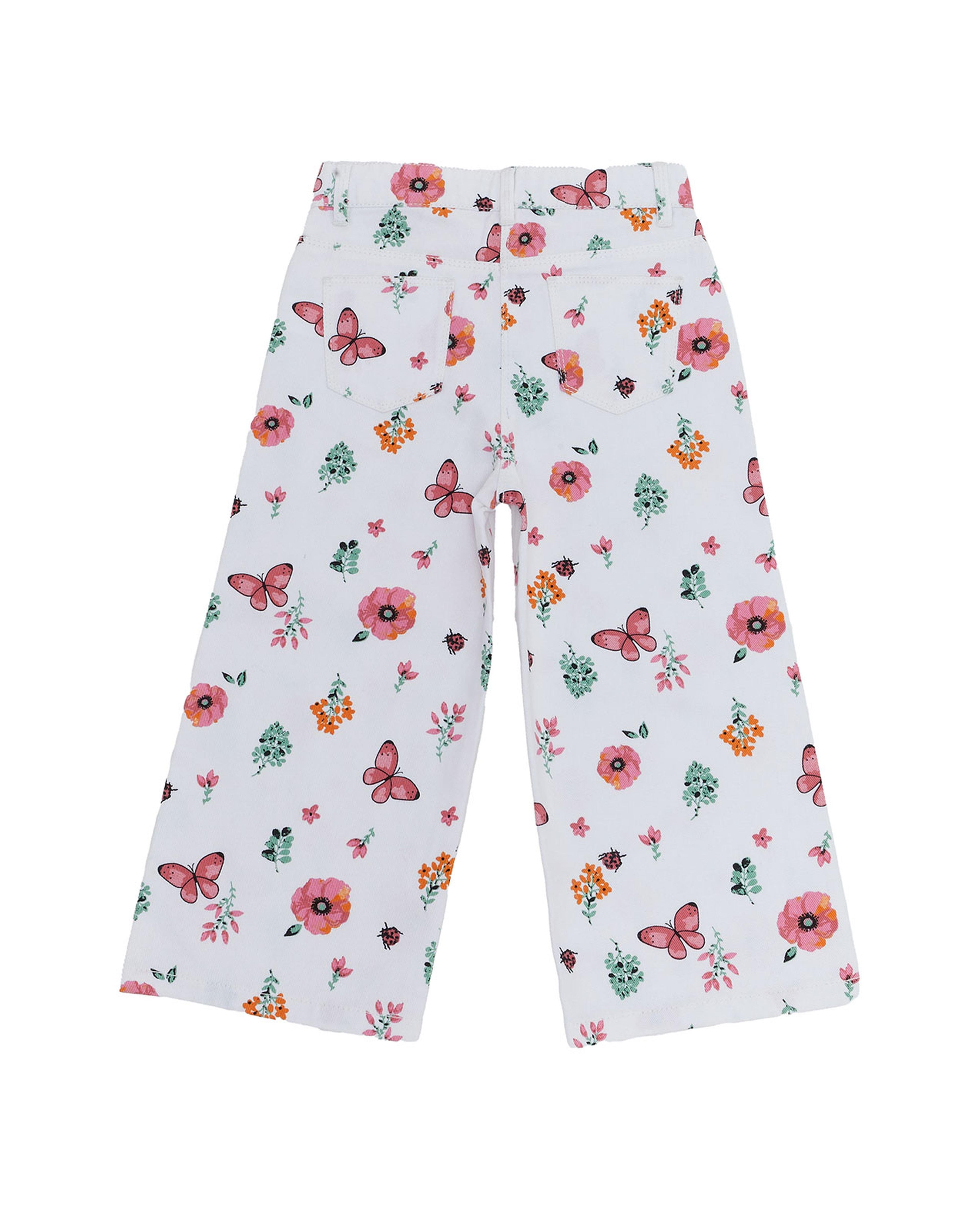 Floral Printed Jeans with Button Closure