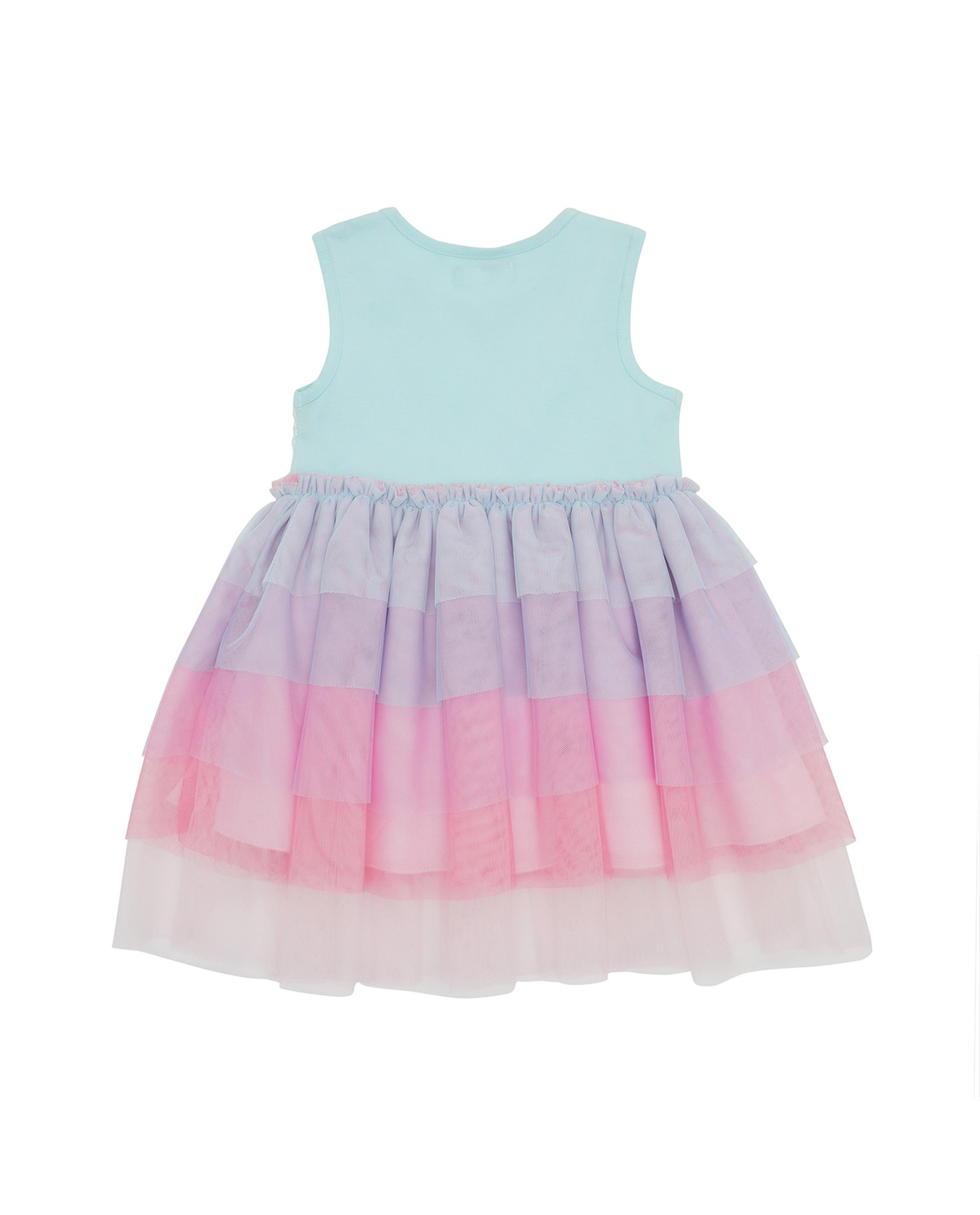 Sequins Embellished Sleeveless Layered Tulle Dress