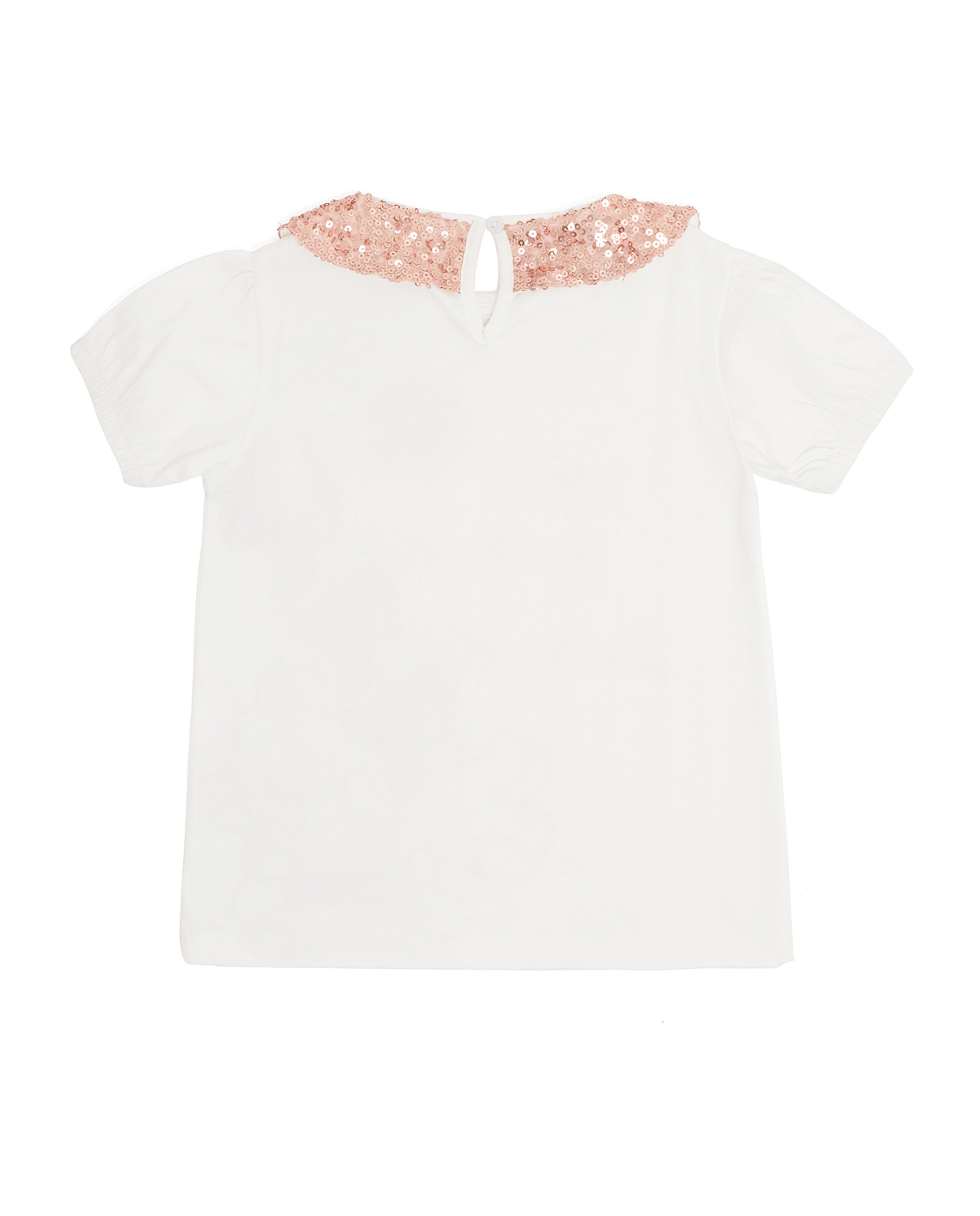 Printed Top with baby Collar and Puff Sleeves