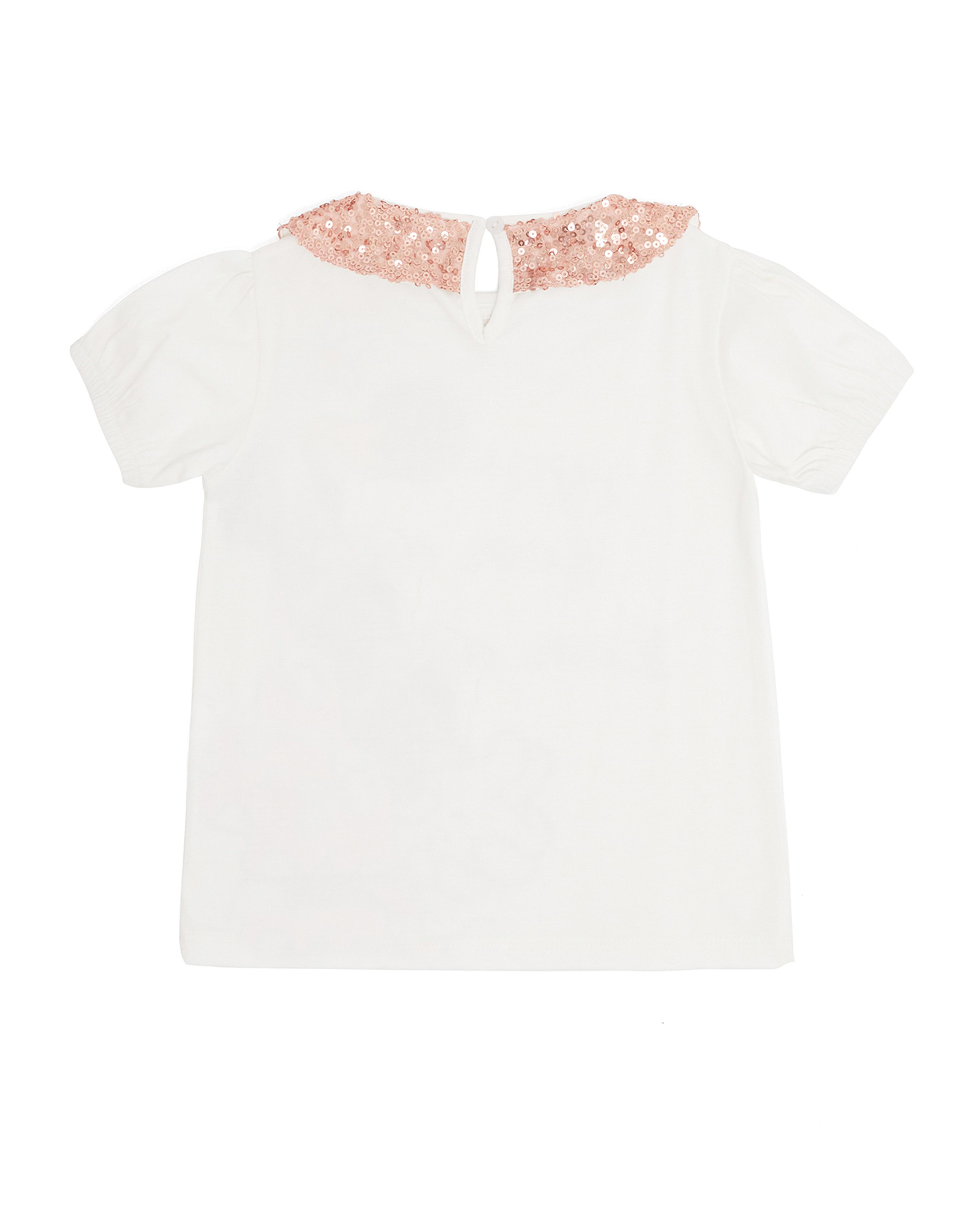 Printed Top with baby Collar and Puff Sleeves