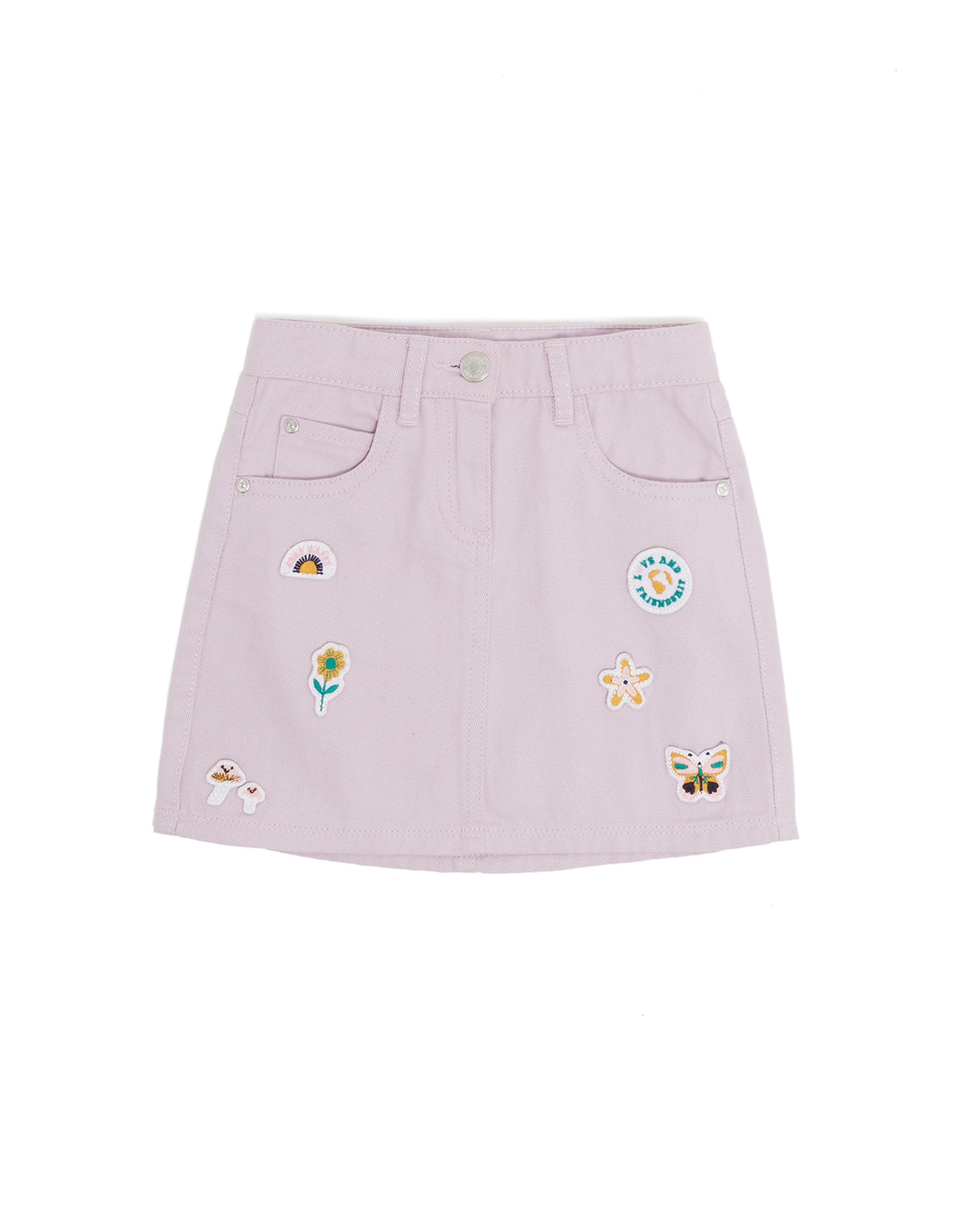 Applique Detail Mini Skirt with Button Closure