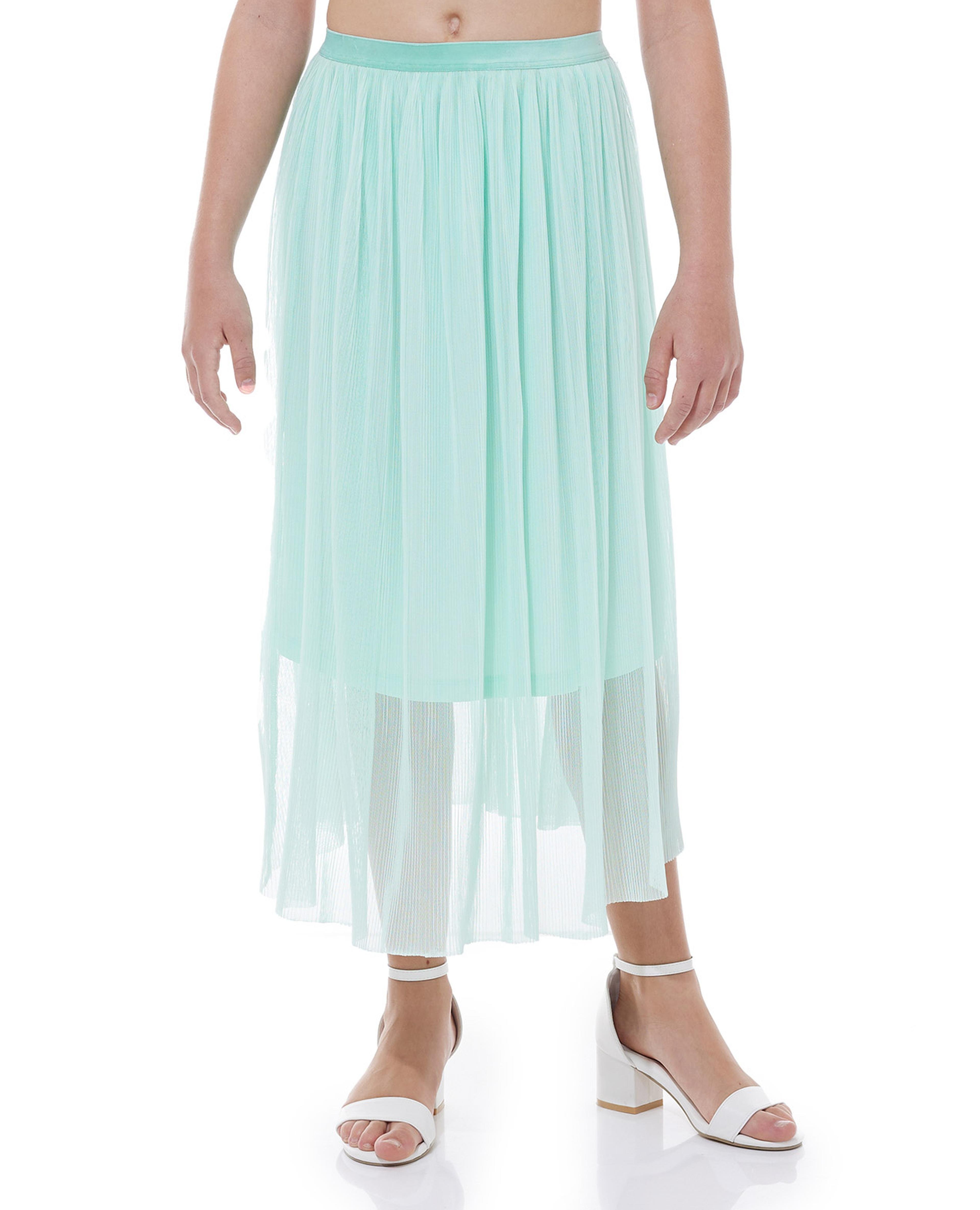 Solid Midi Skirt with Elastic Waist