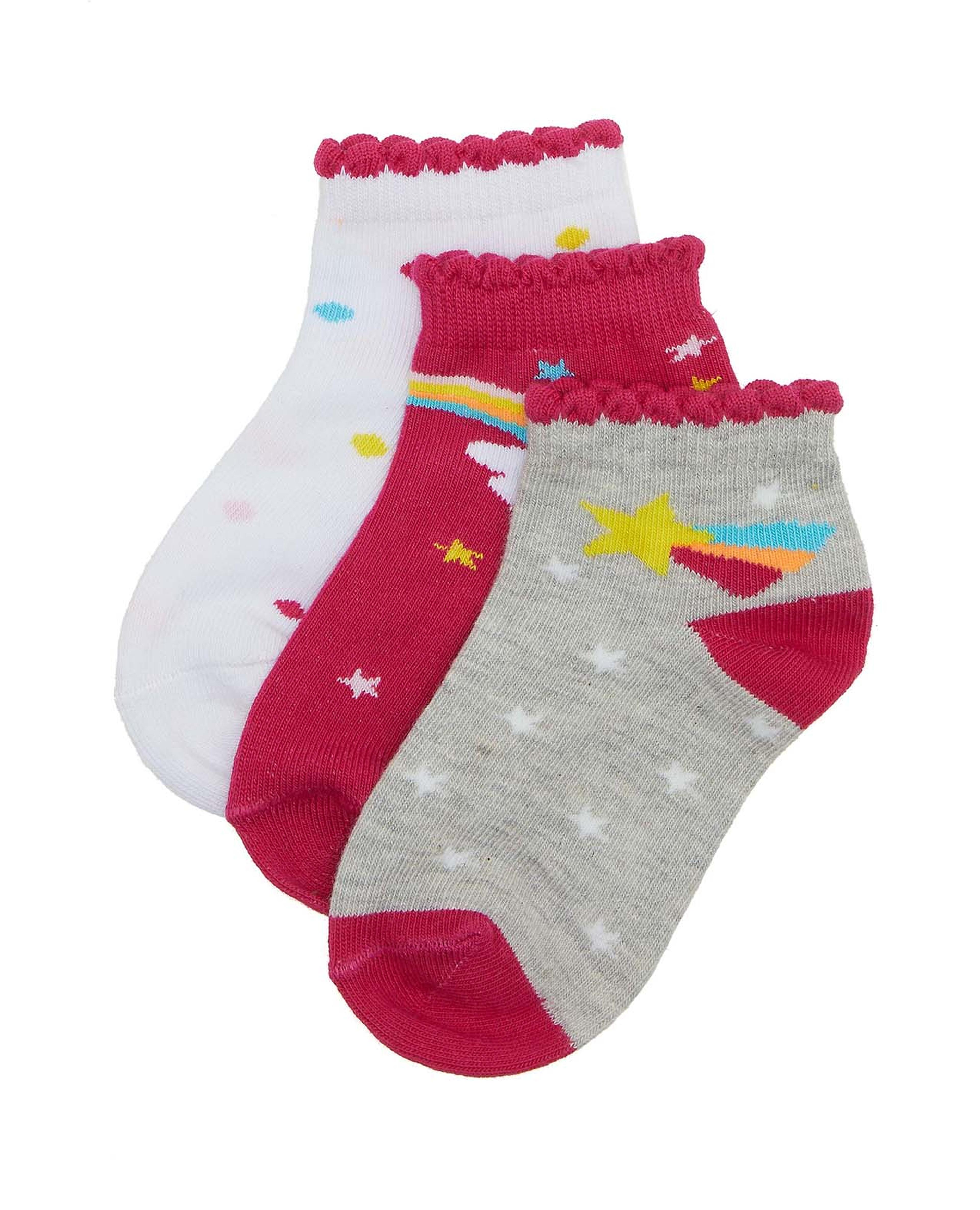 3 Pack Printed Ankle Socks