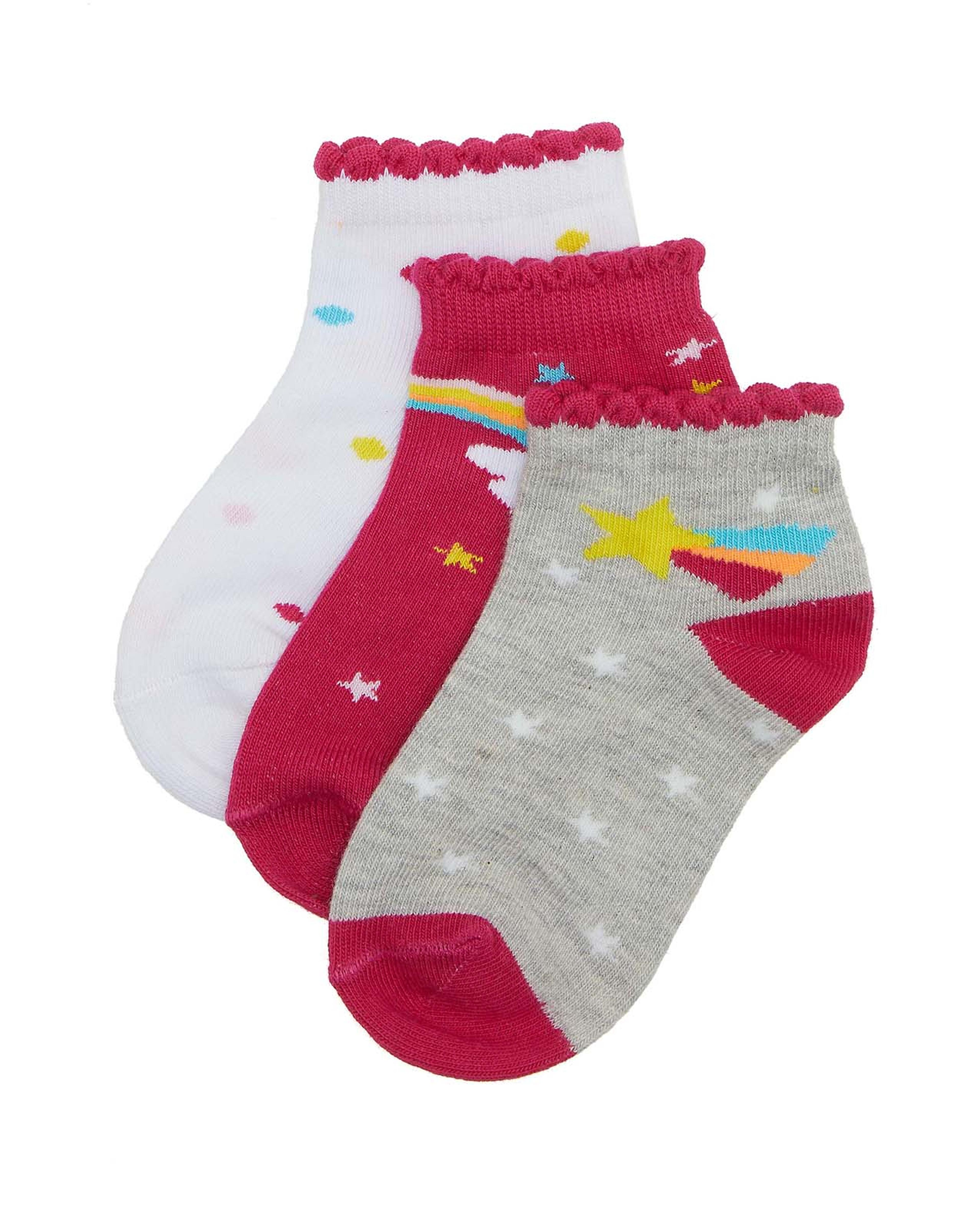 3 Pack Printed Ankle Socks