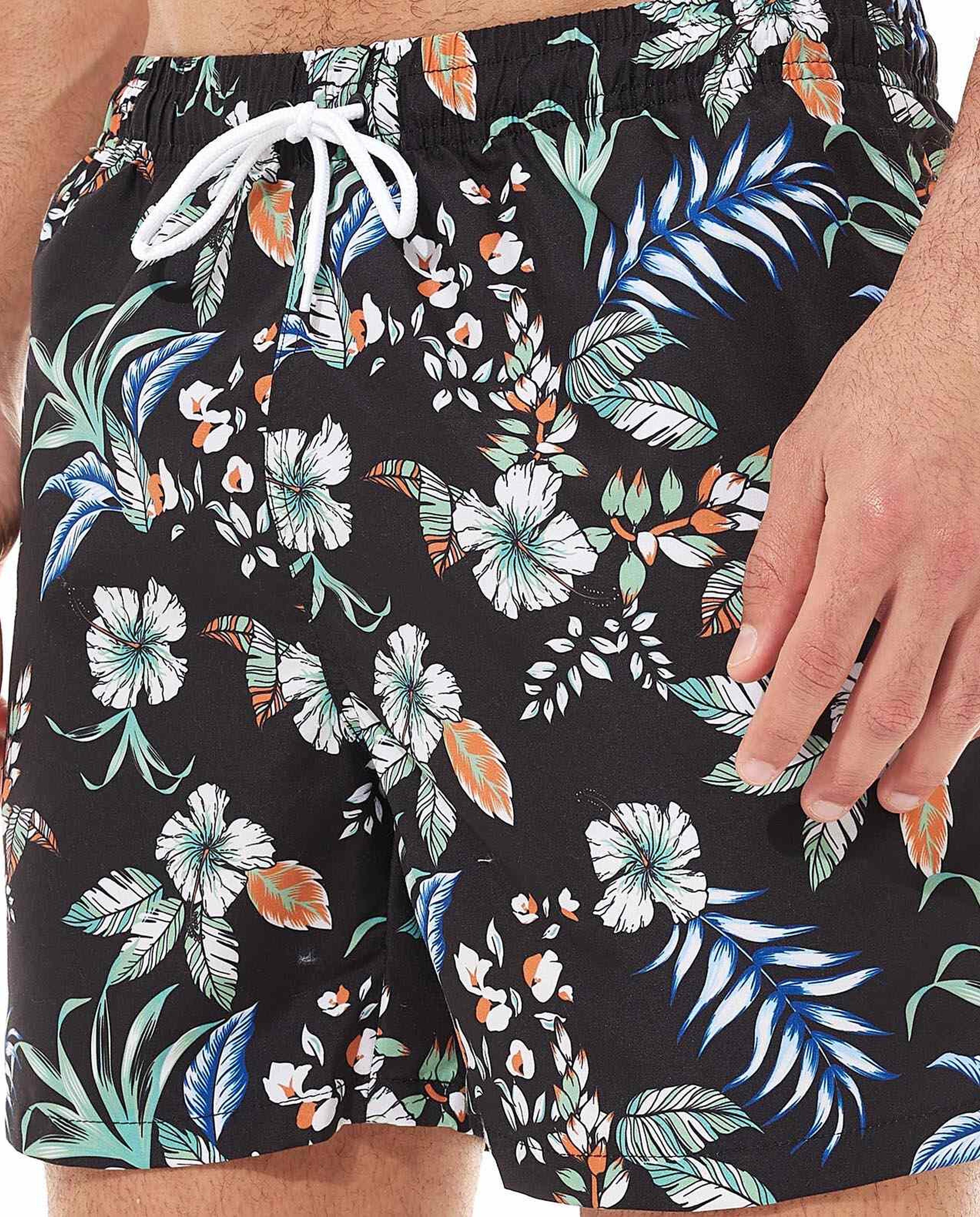 Floral Print Shorts with Drawstring Waist