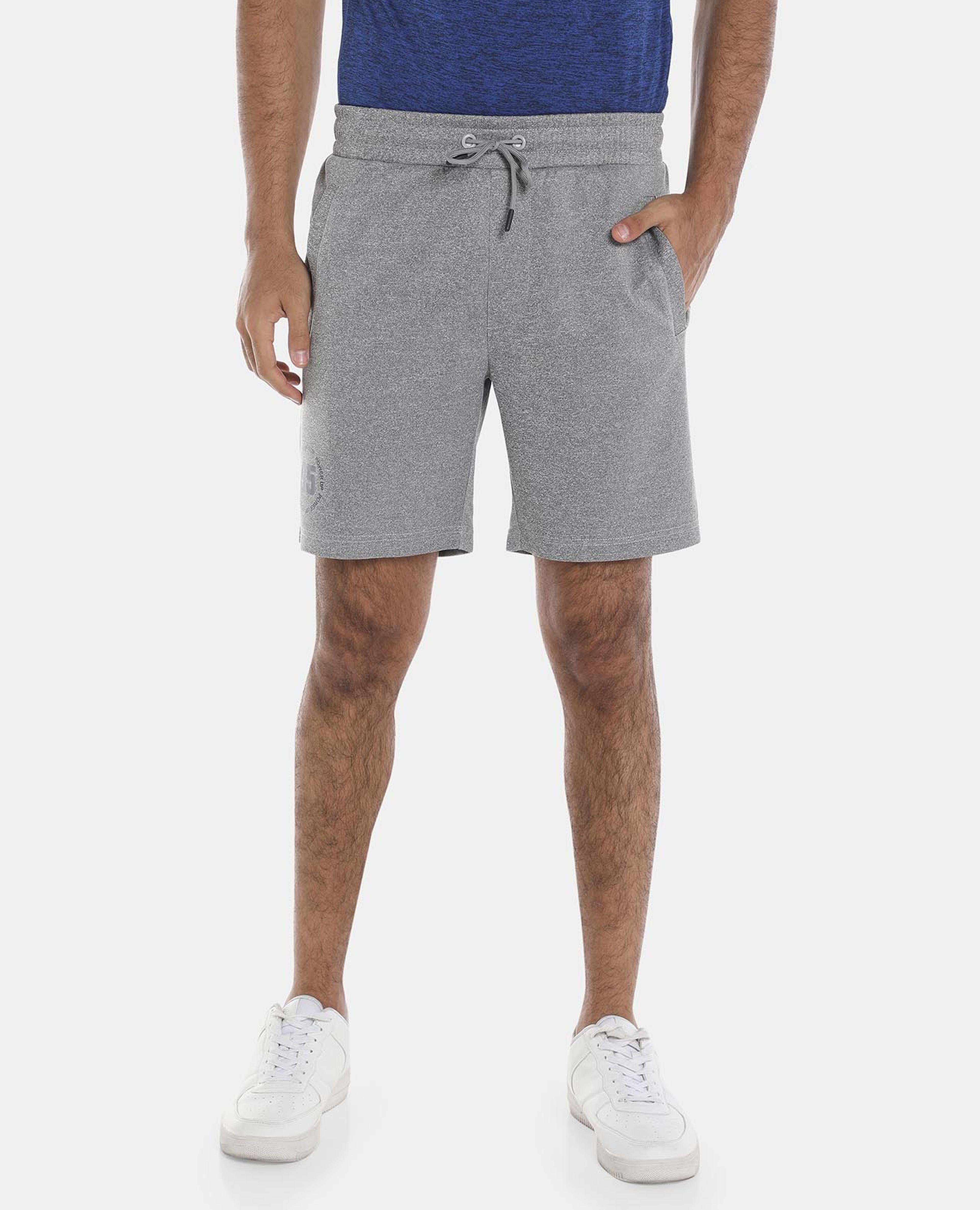 R&B Grey Solid Activewear Shorts