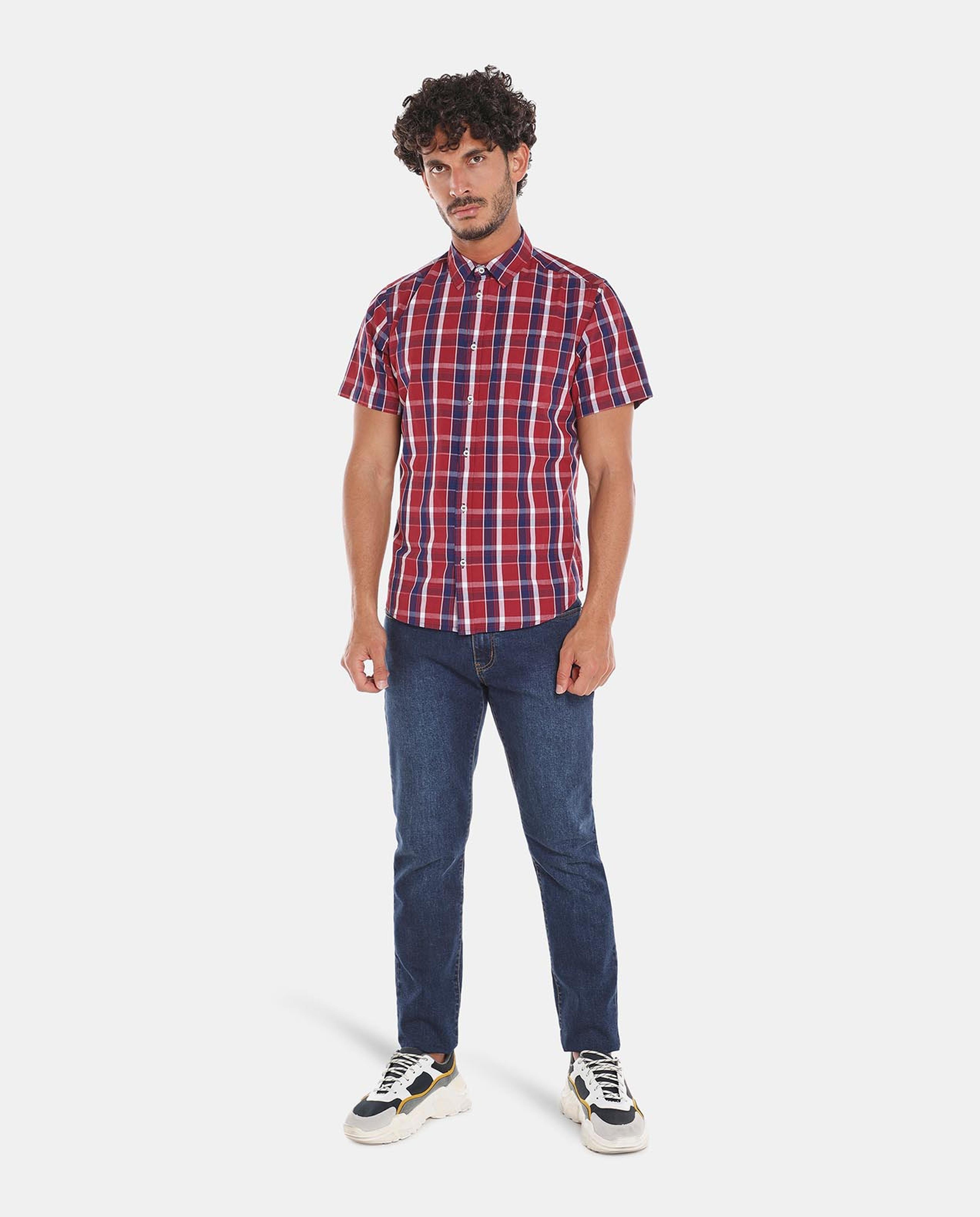 R&B Red Checked Casual Shirt