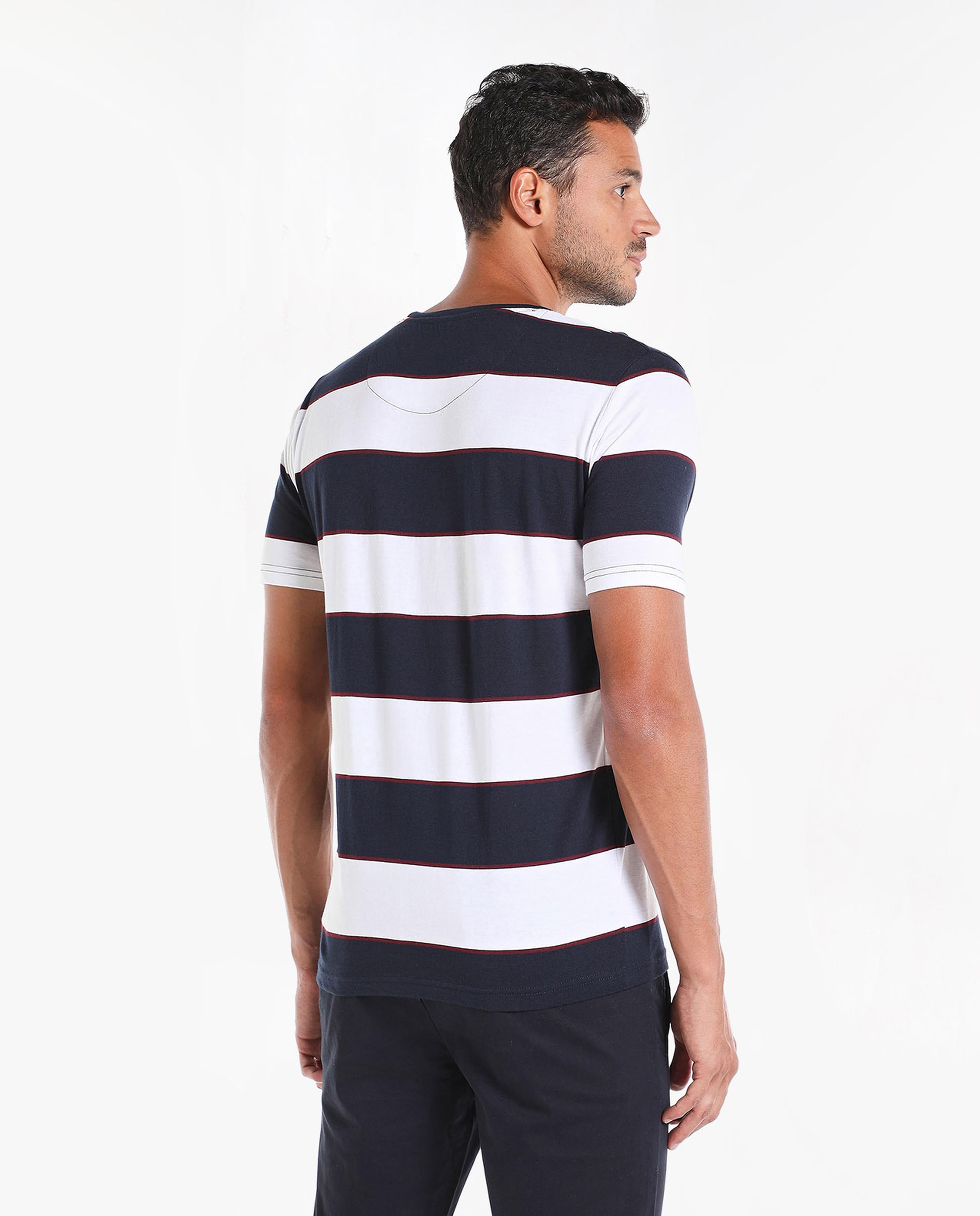 Striped T-Shirt with Crew Neck and Short Sleeves