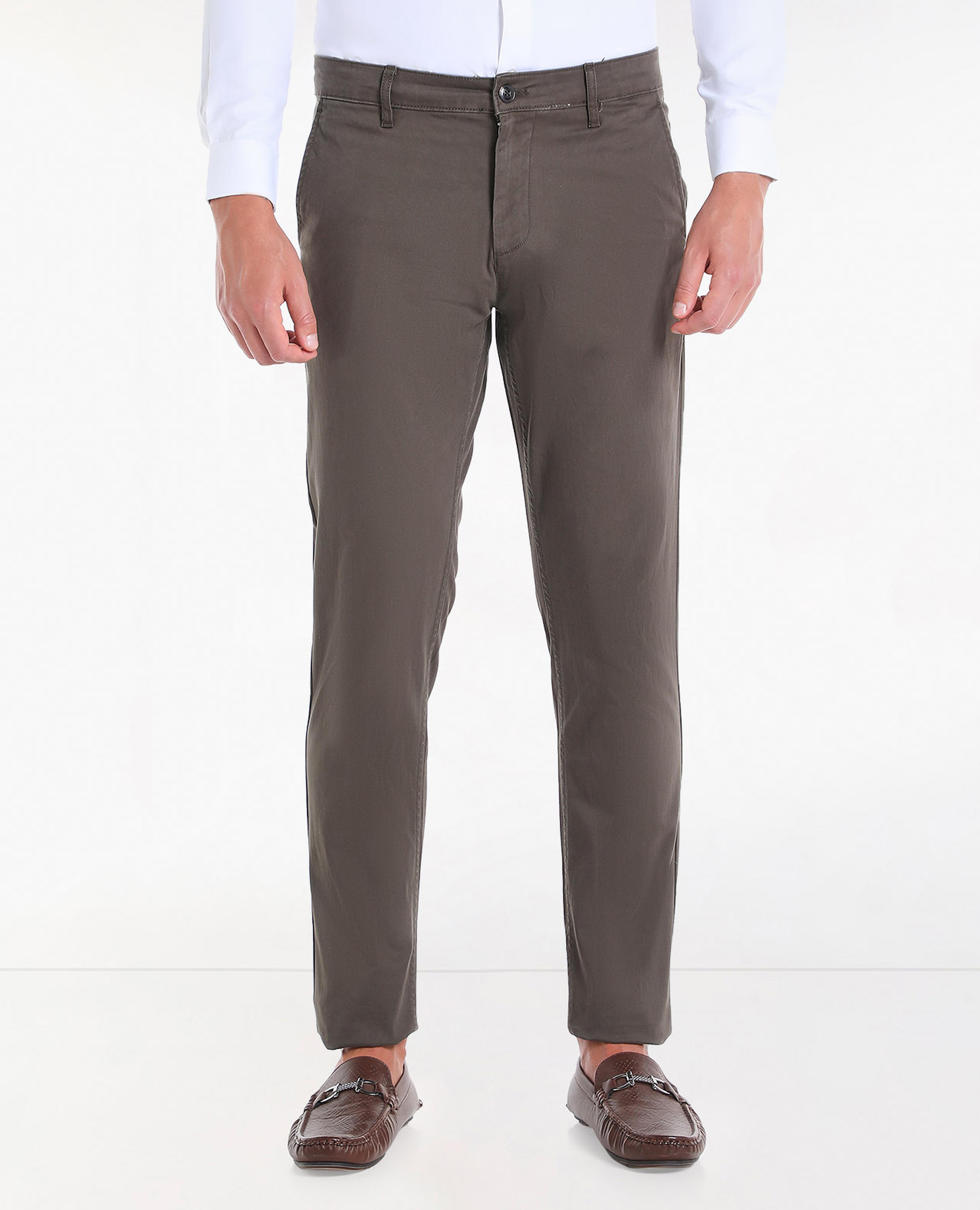 Solid Trousers with Button Closure