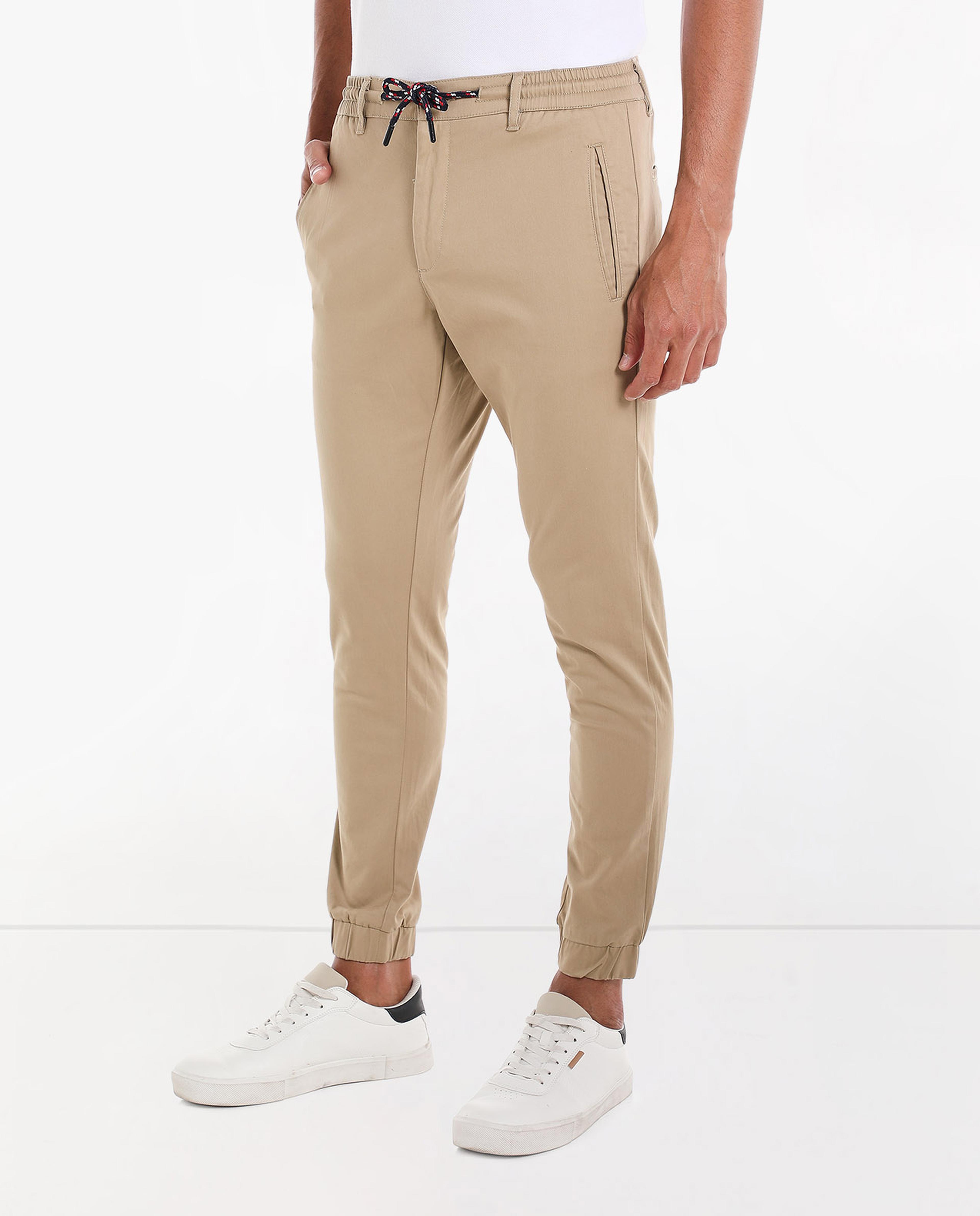 Solid Trousers with Drawstring Waist