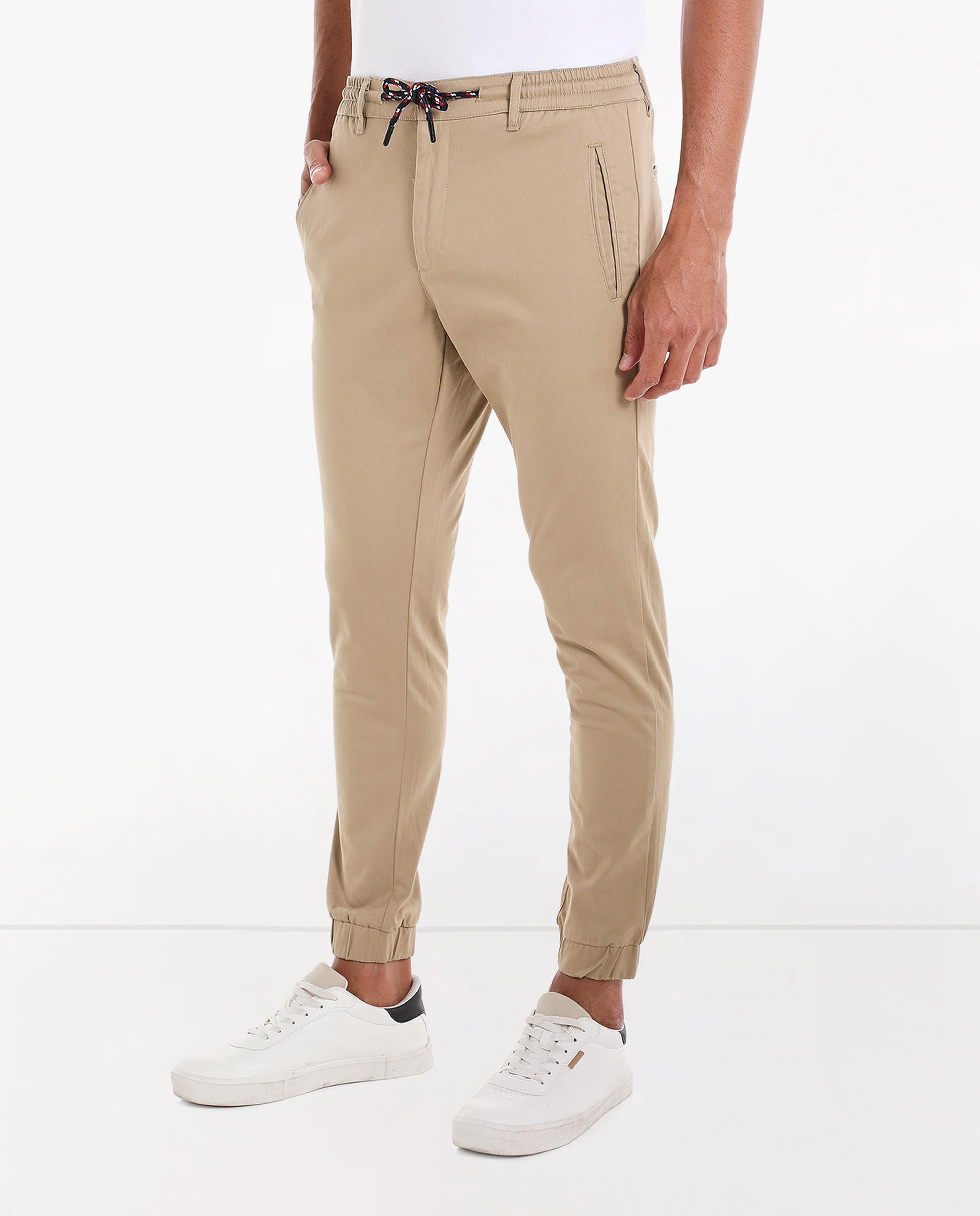 Solid Trousers with Drawstring Waist