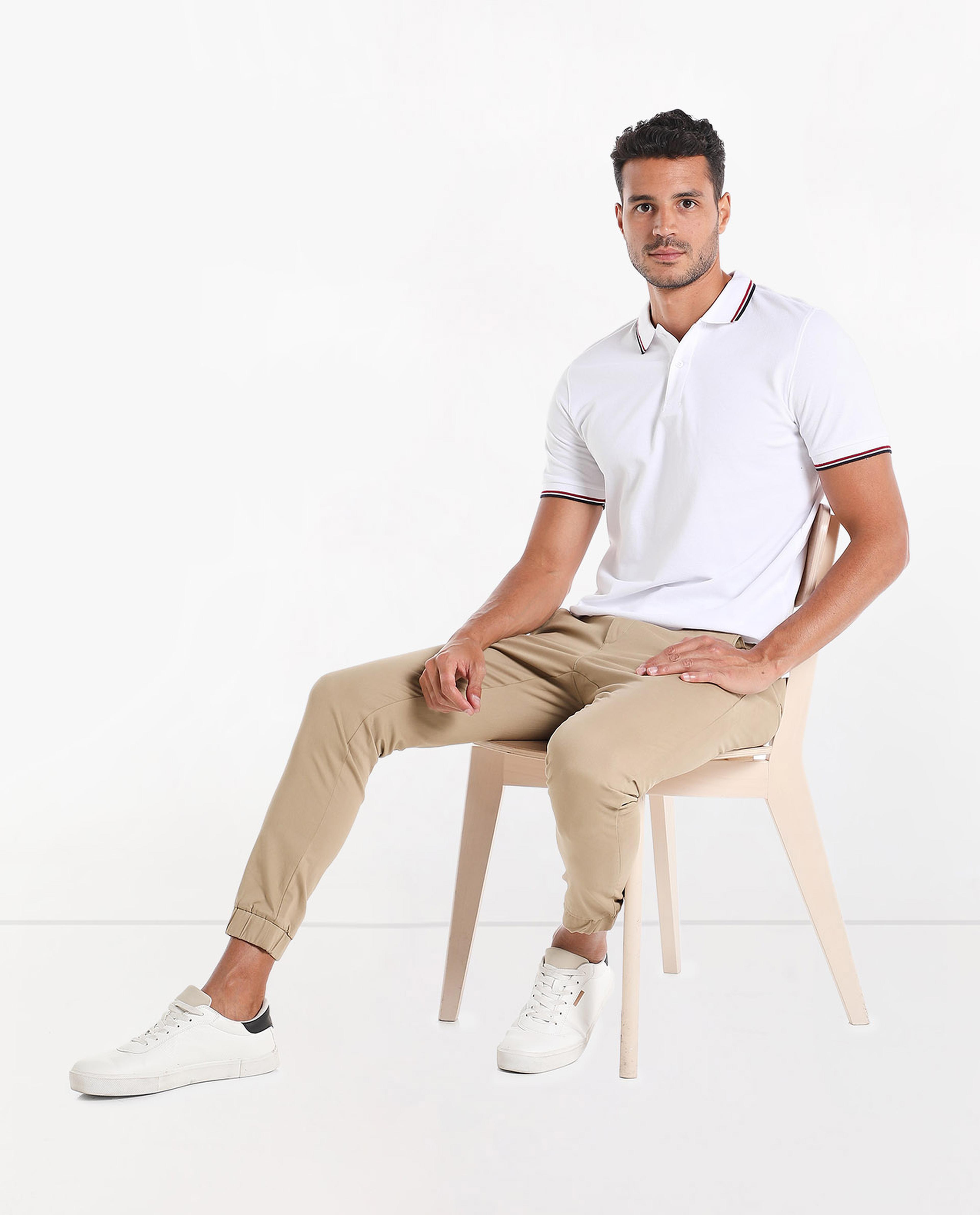 Solid Trousers with Drawstring Waist