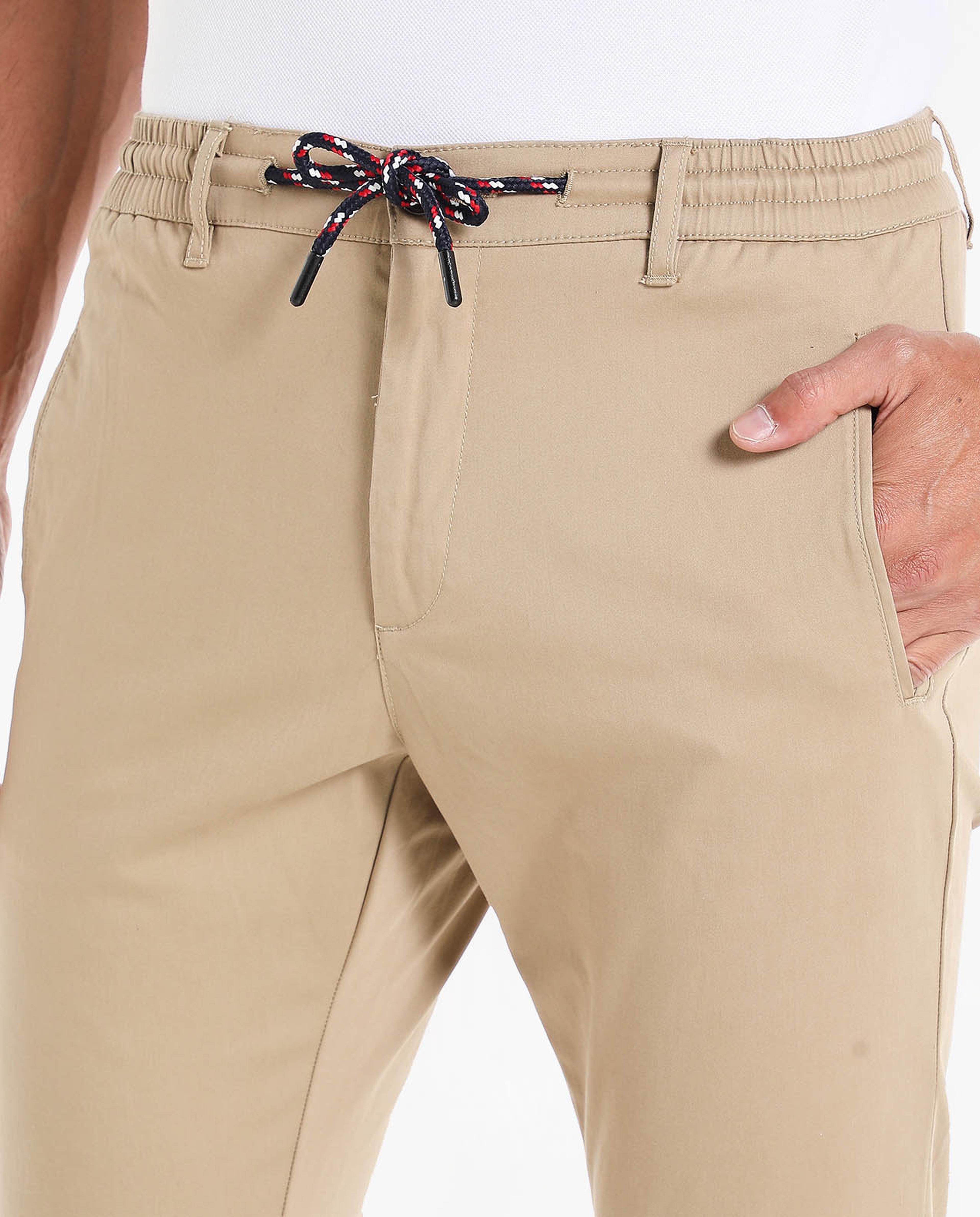 Solid Trousers with Drawstring Waist