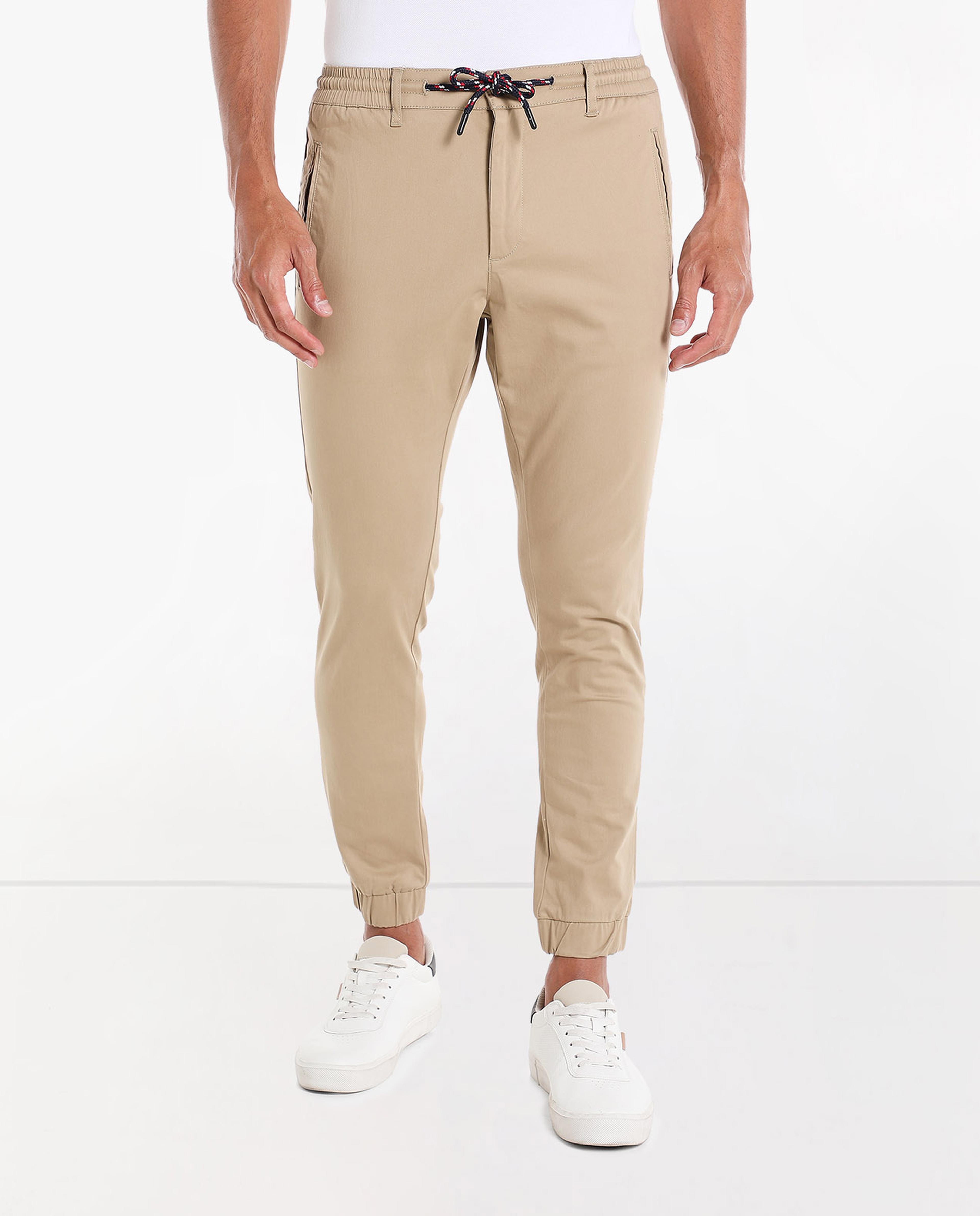Solid Trousers with Drawstring Waist