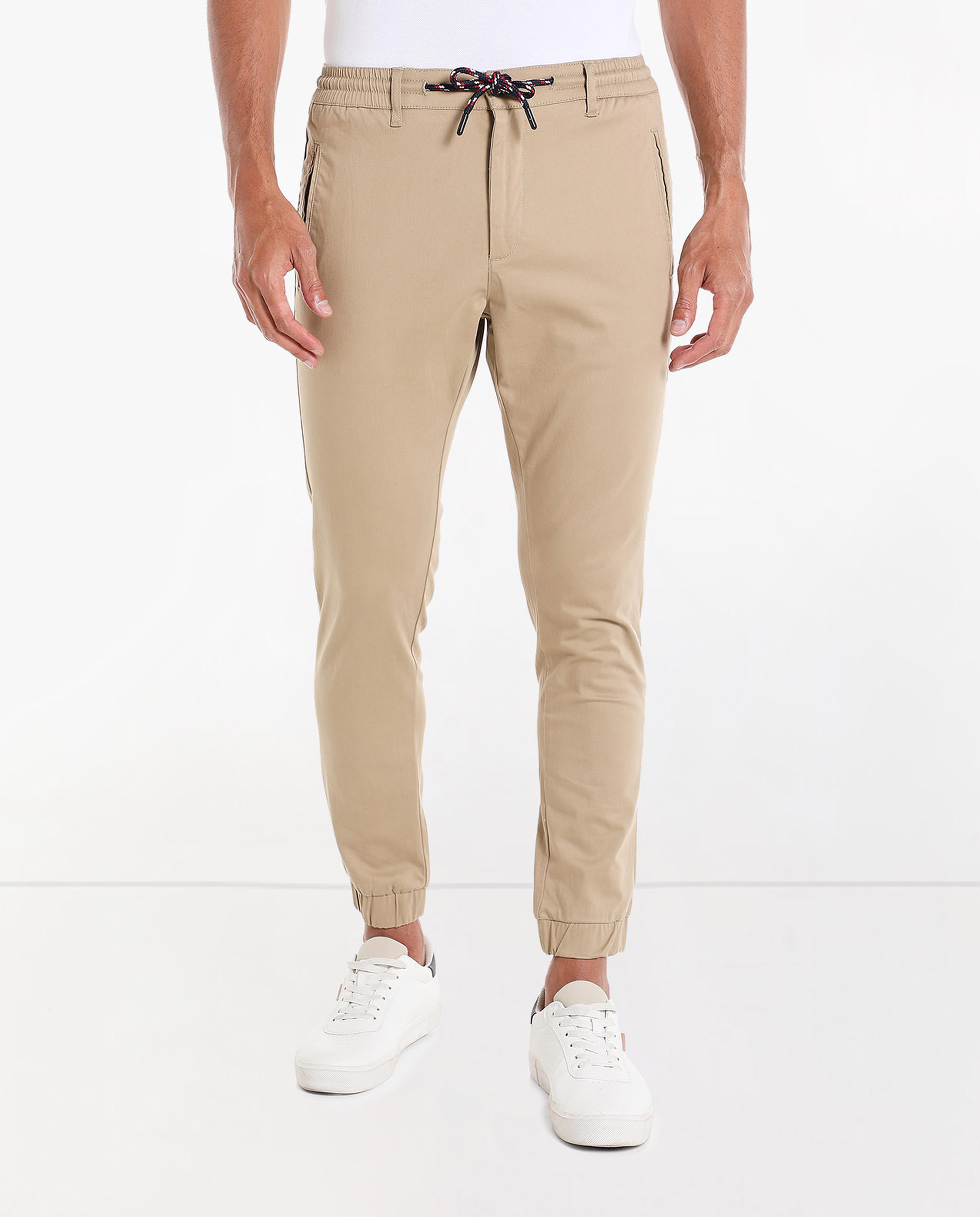 Solid Trousers with Drawstring Waist