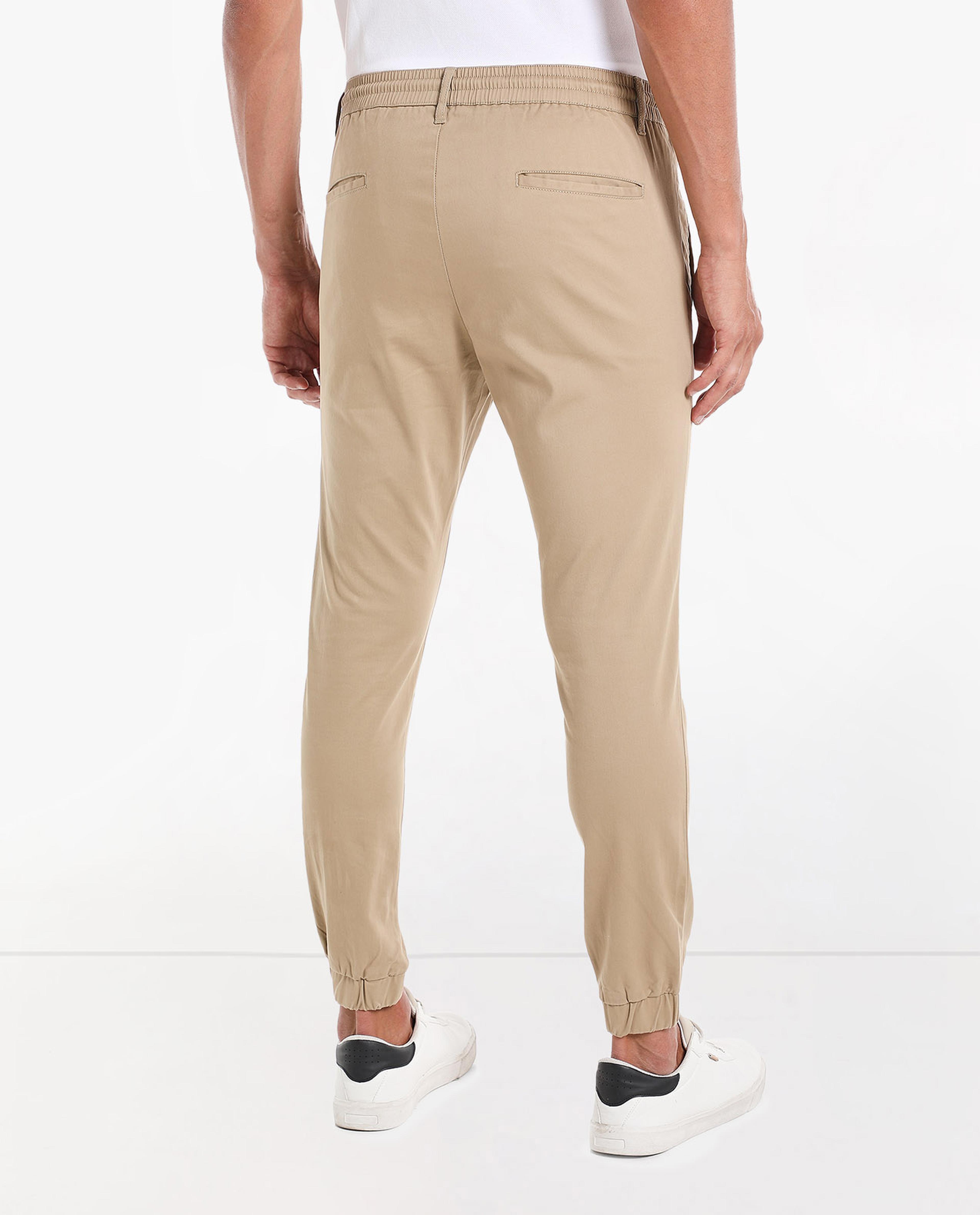 Solid Trousers with Drawstring Waist