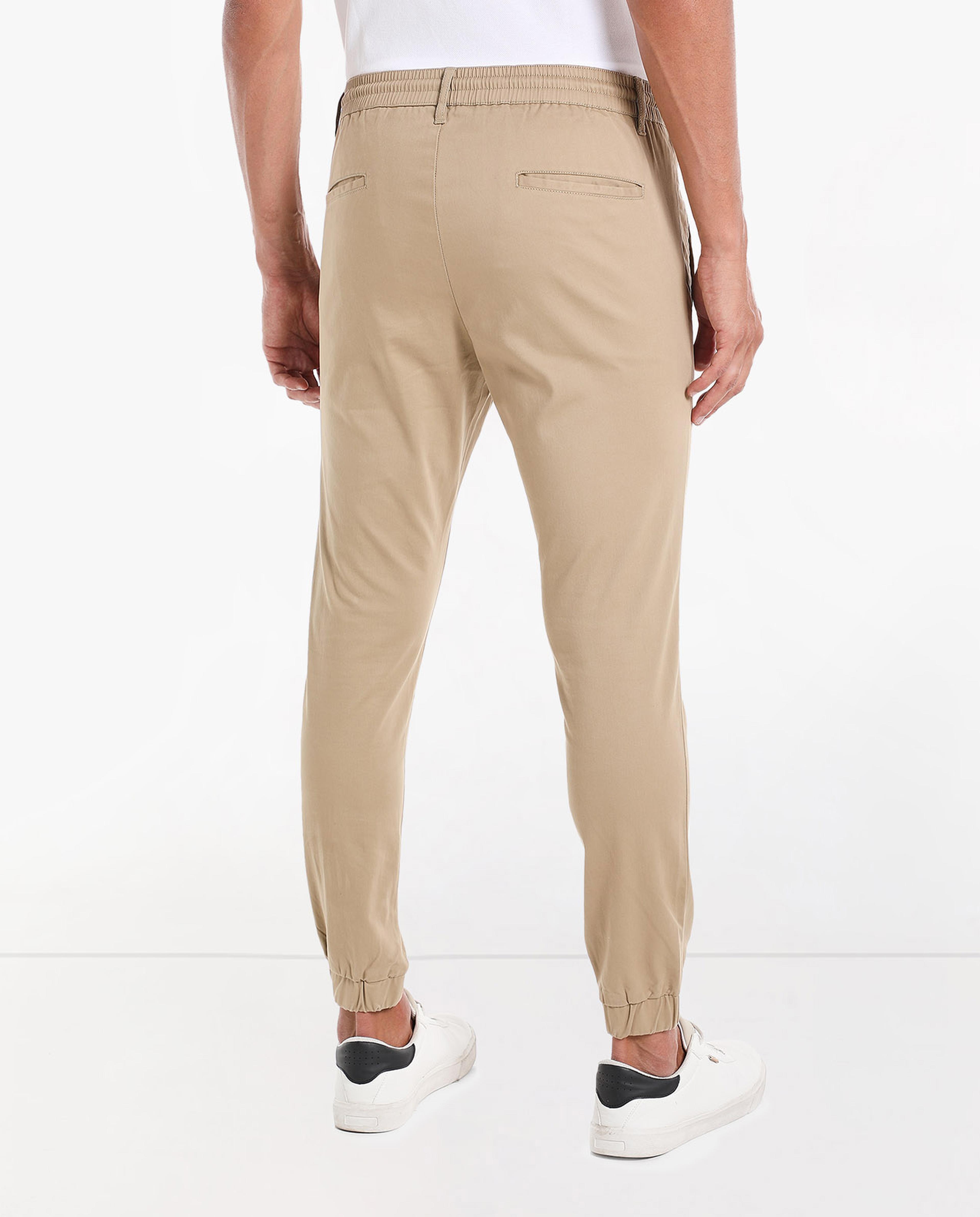 Solid Trousers with Drawstring Waist
