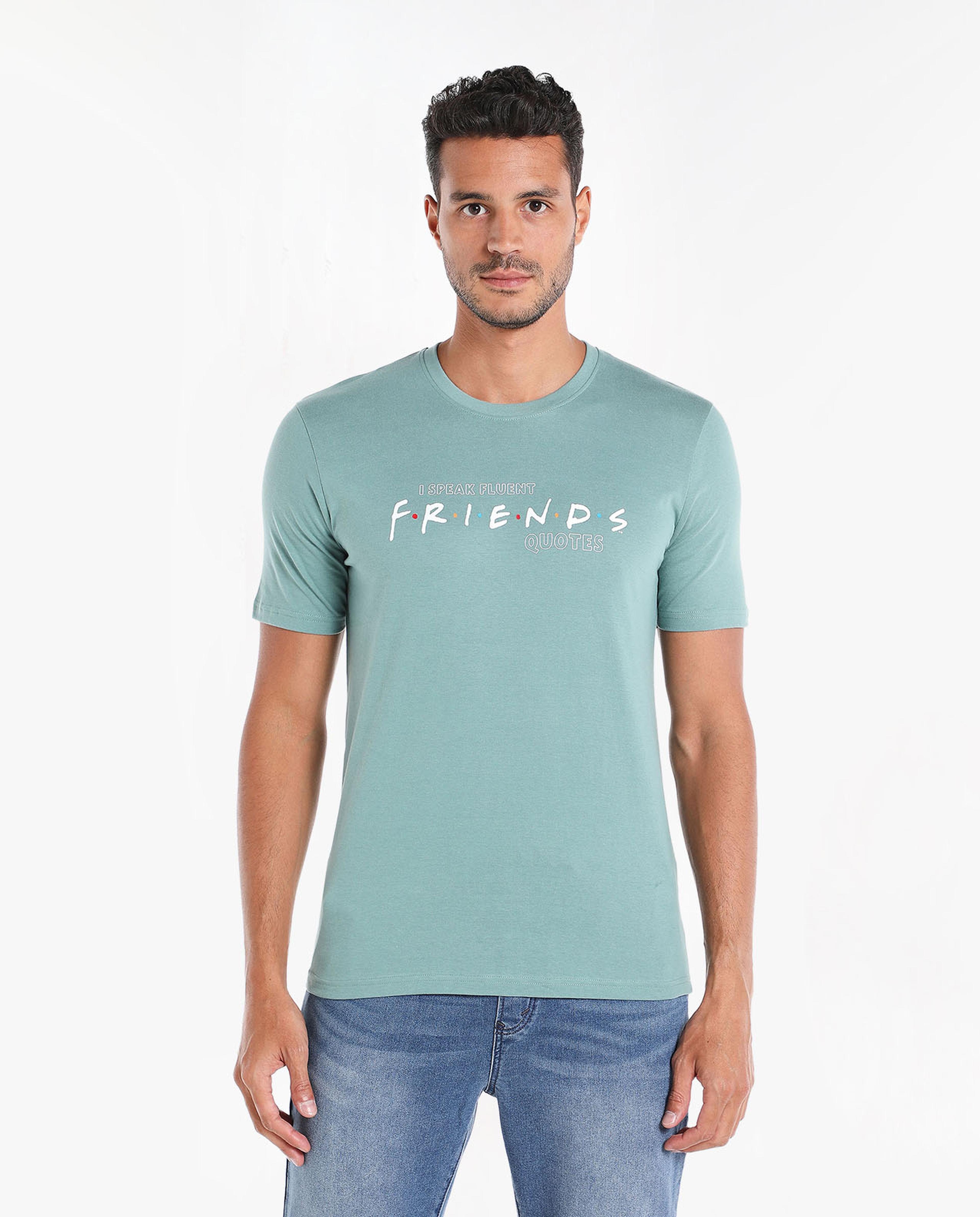 Printed T-Shirt with Crew Neck and Short Sleeves