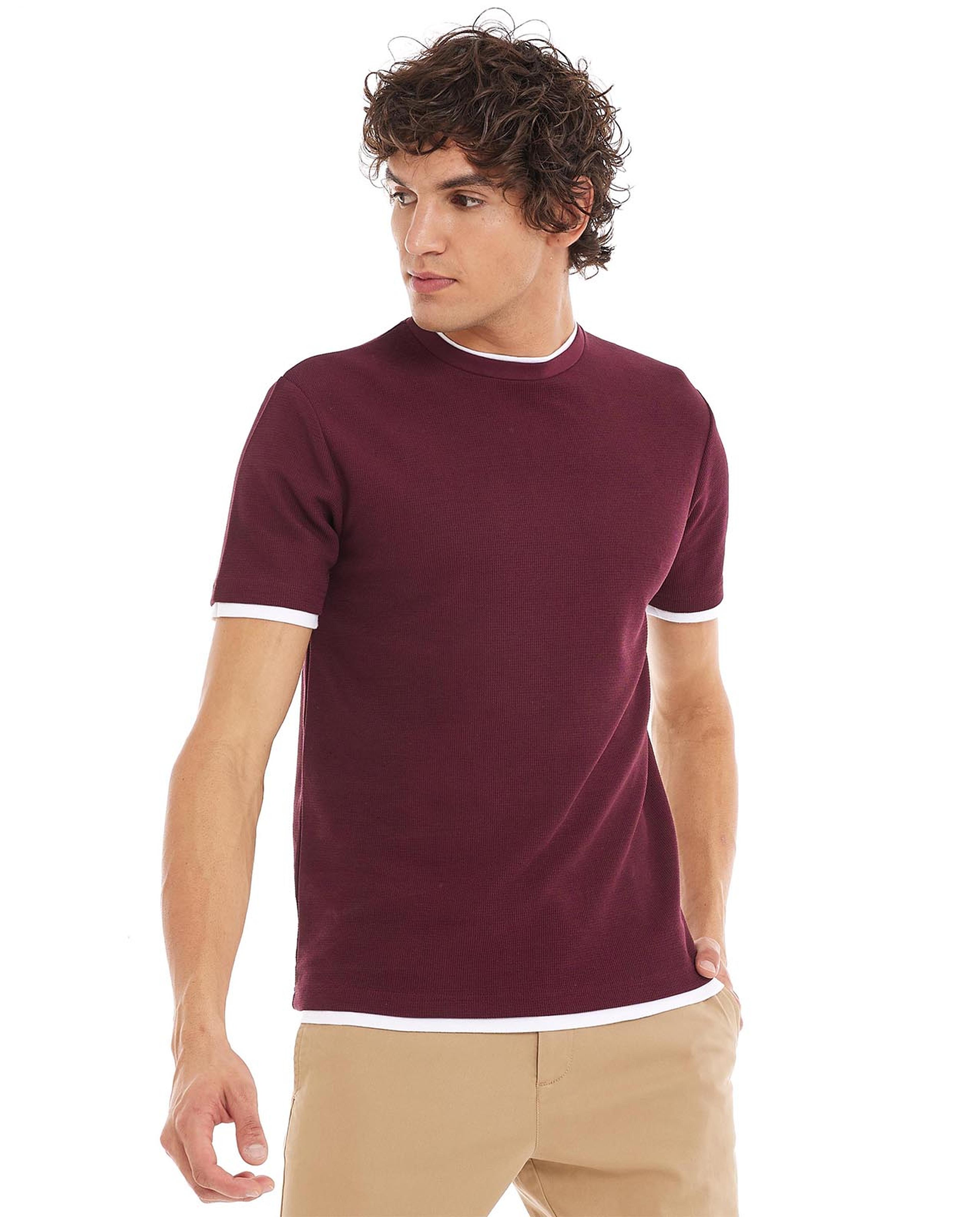 Solid T-Shirt with Crew Neck and Short Sleeves